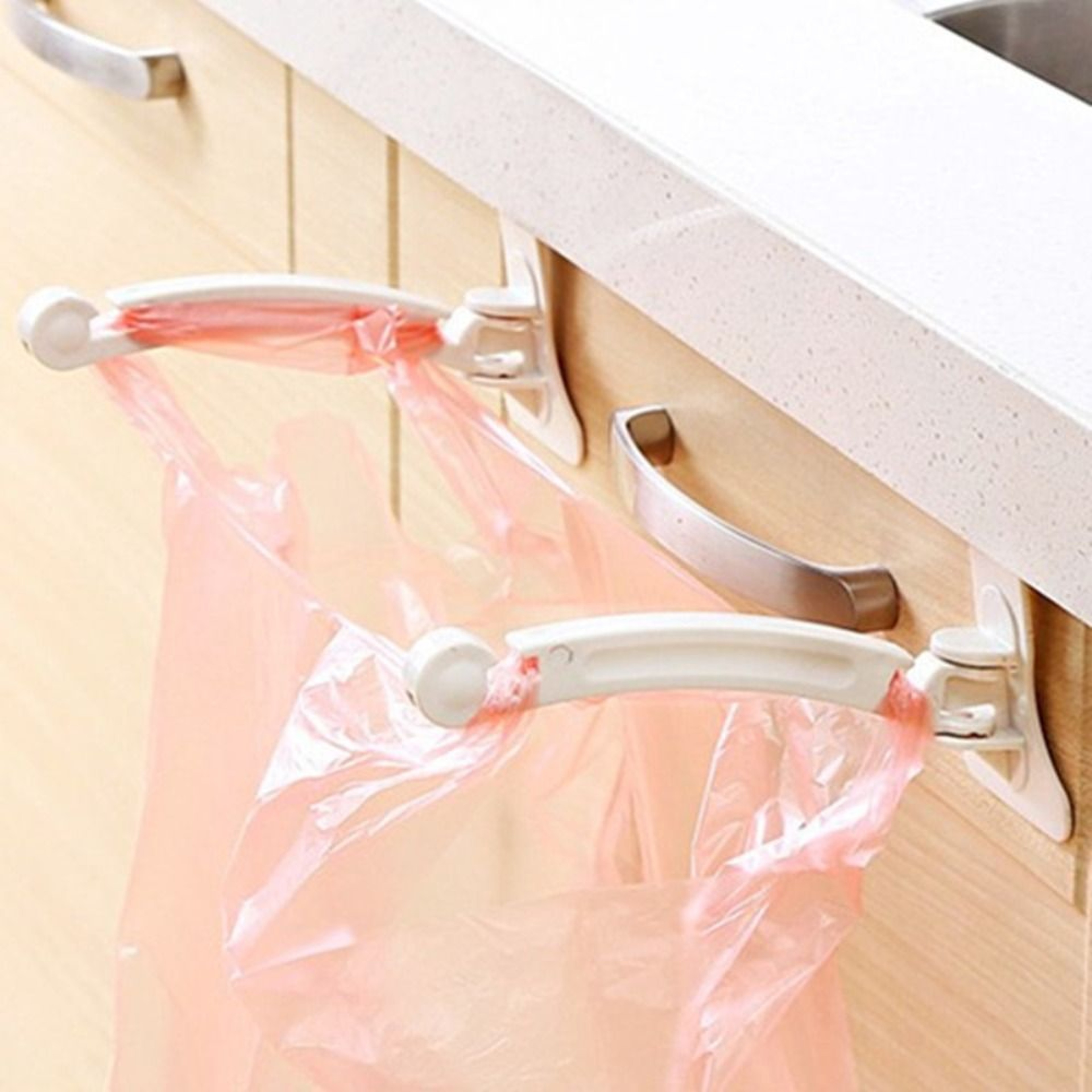 Cabinet Trash Bag Holder Over Door Kitchen Garbage Bag Hanger 6