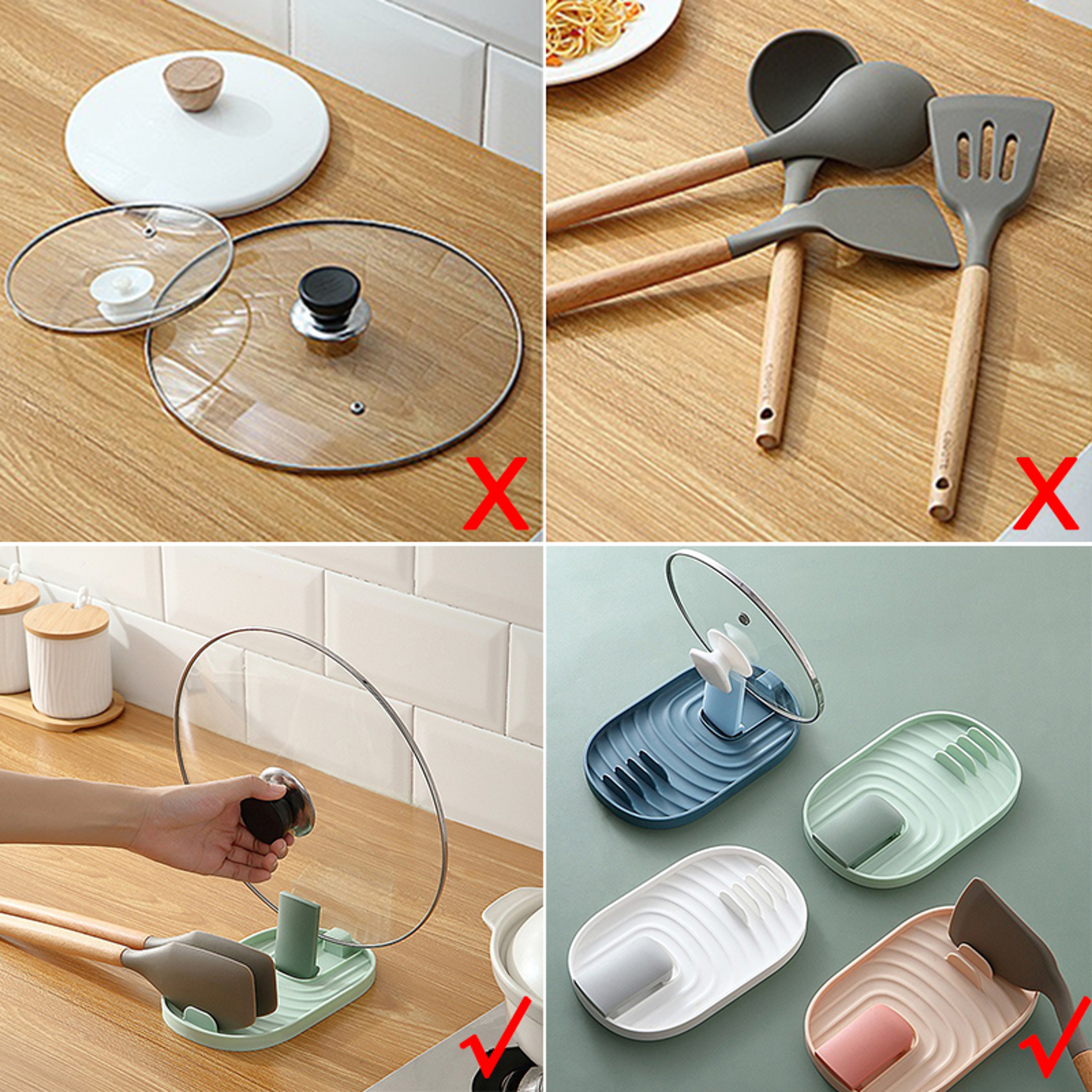 Foldable Pot Lid Holder And Spoon Rest Space Saving Kitchen Organizer 6