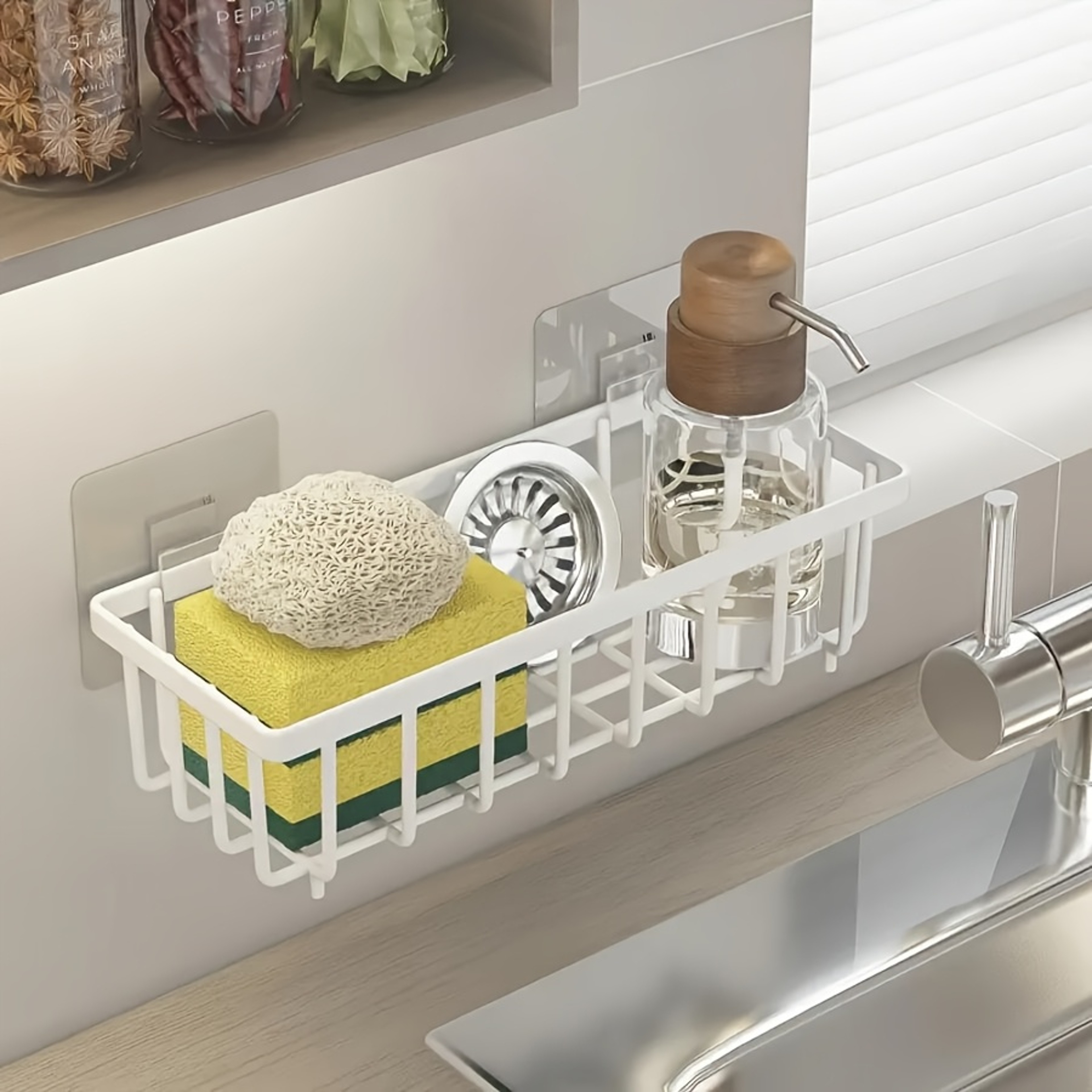No Drill Kitchen Sink Organizer With Sponge Holder And Towel Rack 1