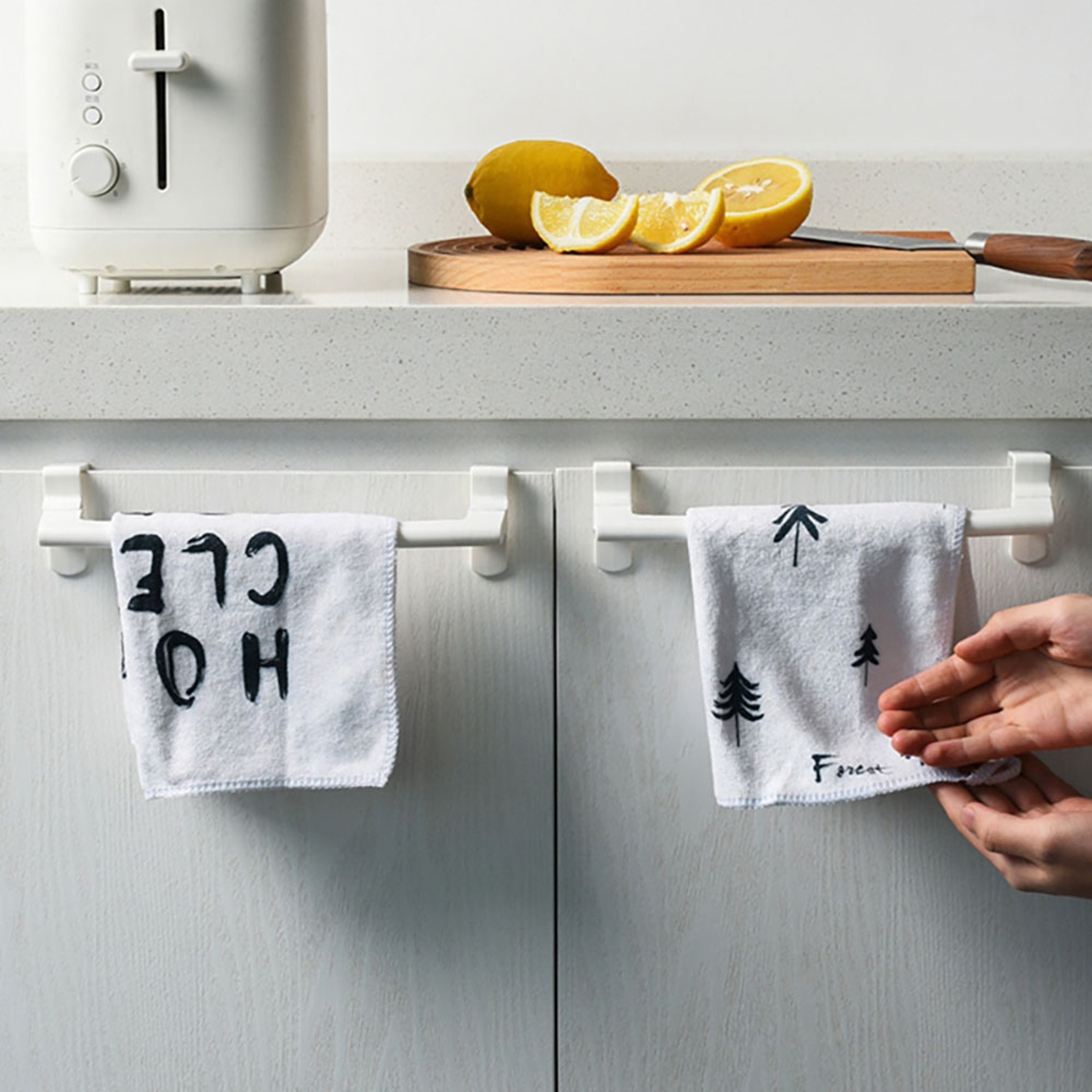 Space Saving Over Cabinet Towel Rack No Drill Kitchen and Bathroom Towel Holder – view 1