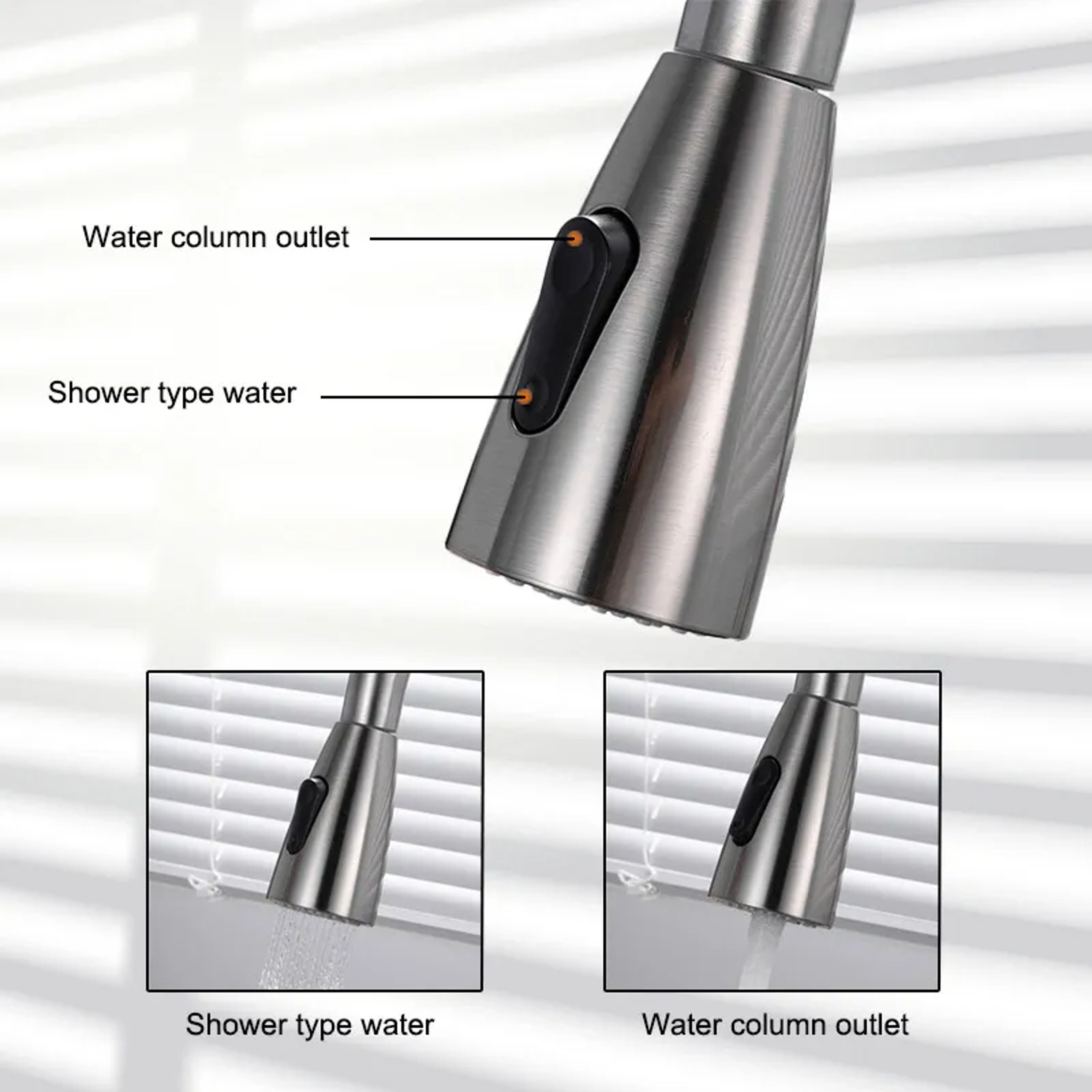 Brushed Nickel Pull Out Kitchen Faucet With Stream Sprayer And Single Handle Mixer 4