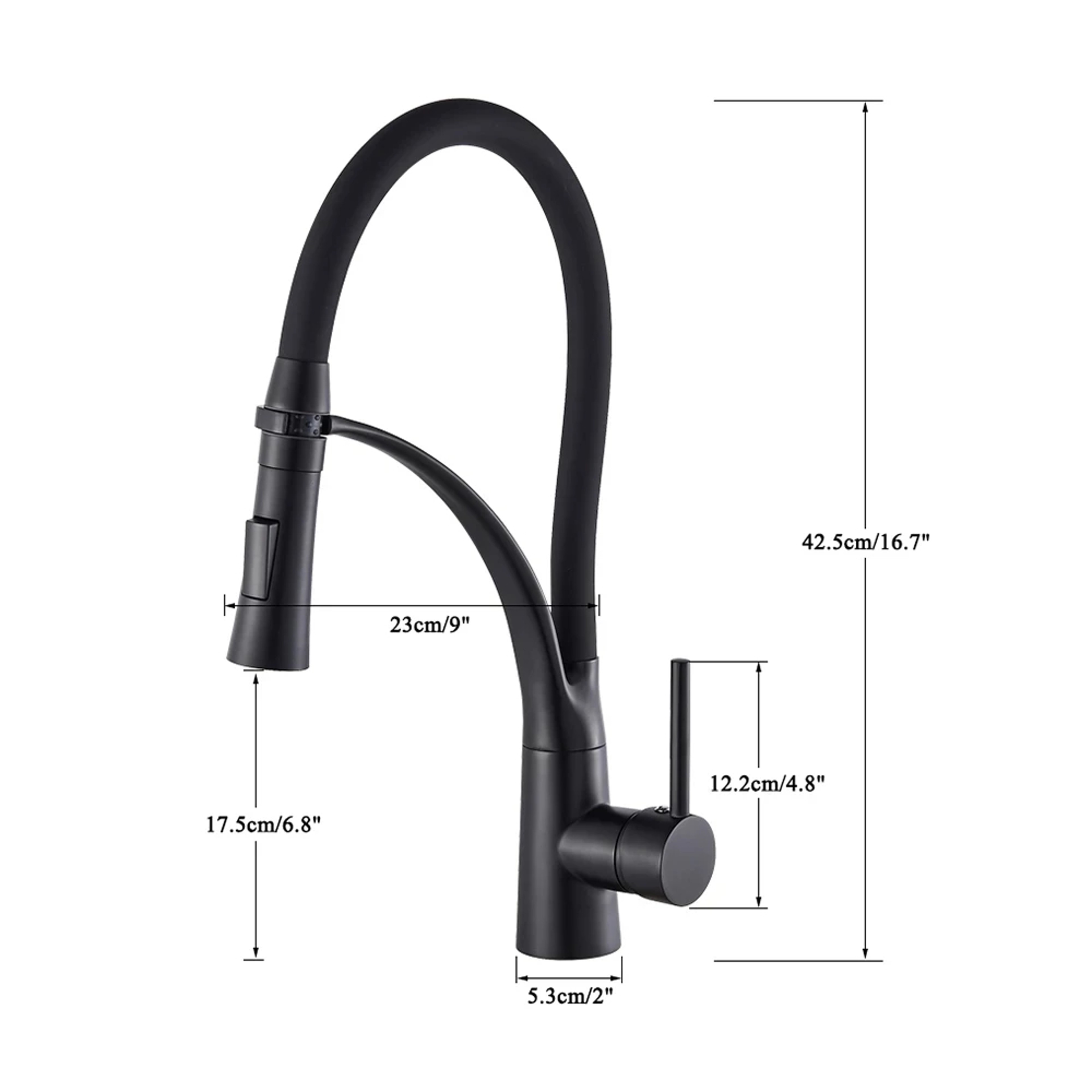 360 Rotating Black Kitchen Faucet with Pull Down Sprayer and Hot Cold Mixer – view 6
