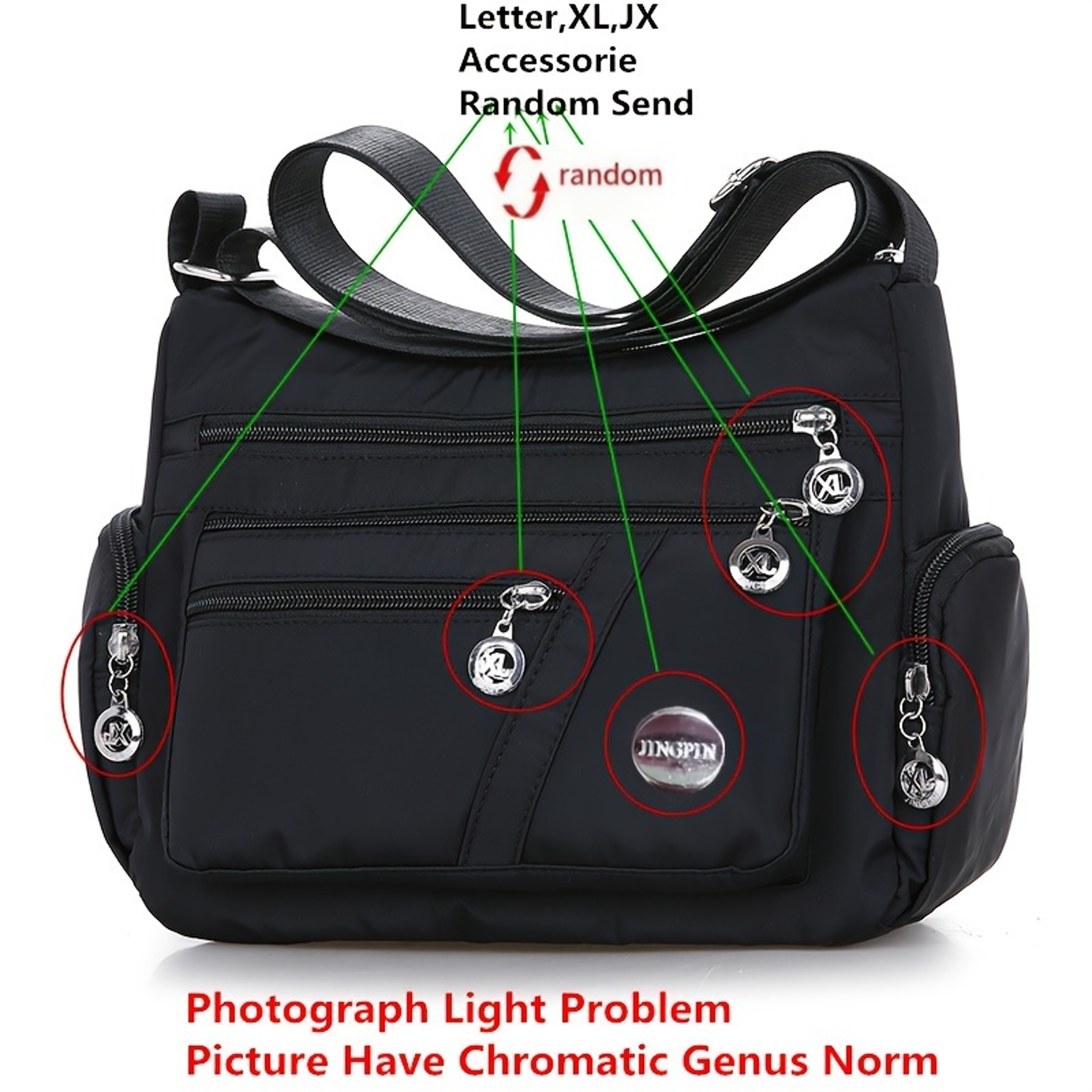 Large Capacity Womens Crossbody Bag with Multi Zip Pockets and Adjustable Strap – view 8