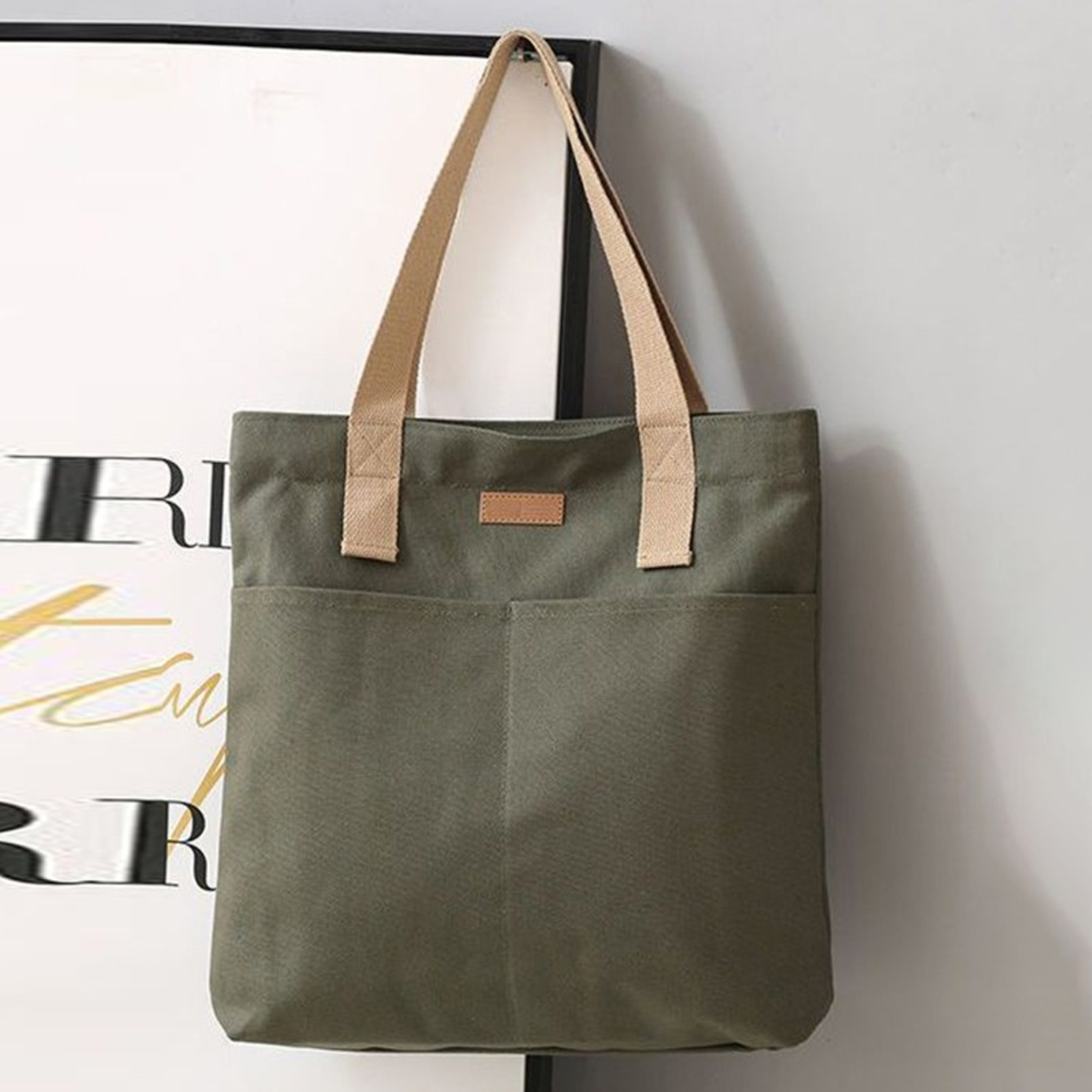 Everyday Multi Pocket Canvas Tote Bag For Work College And Daily Carry 6