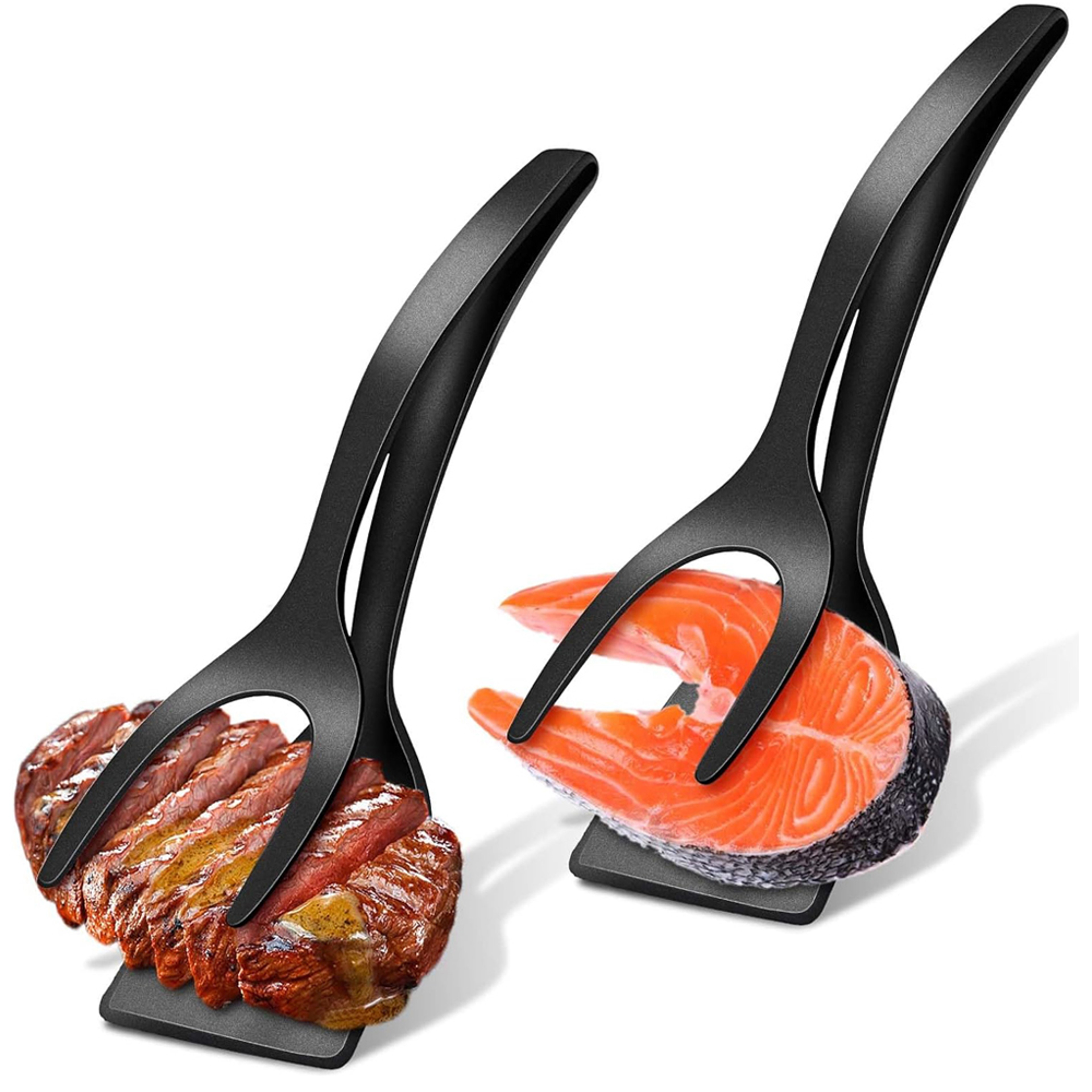 2 In 1 Grip Flip Spatula Tongs Nonstick Egg And Pancake Turner 0