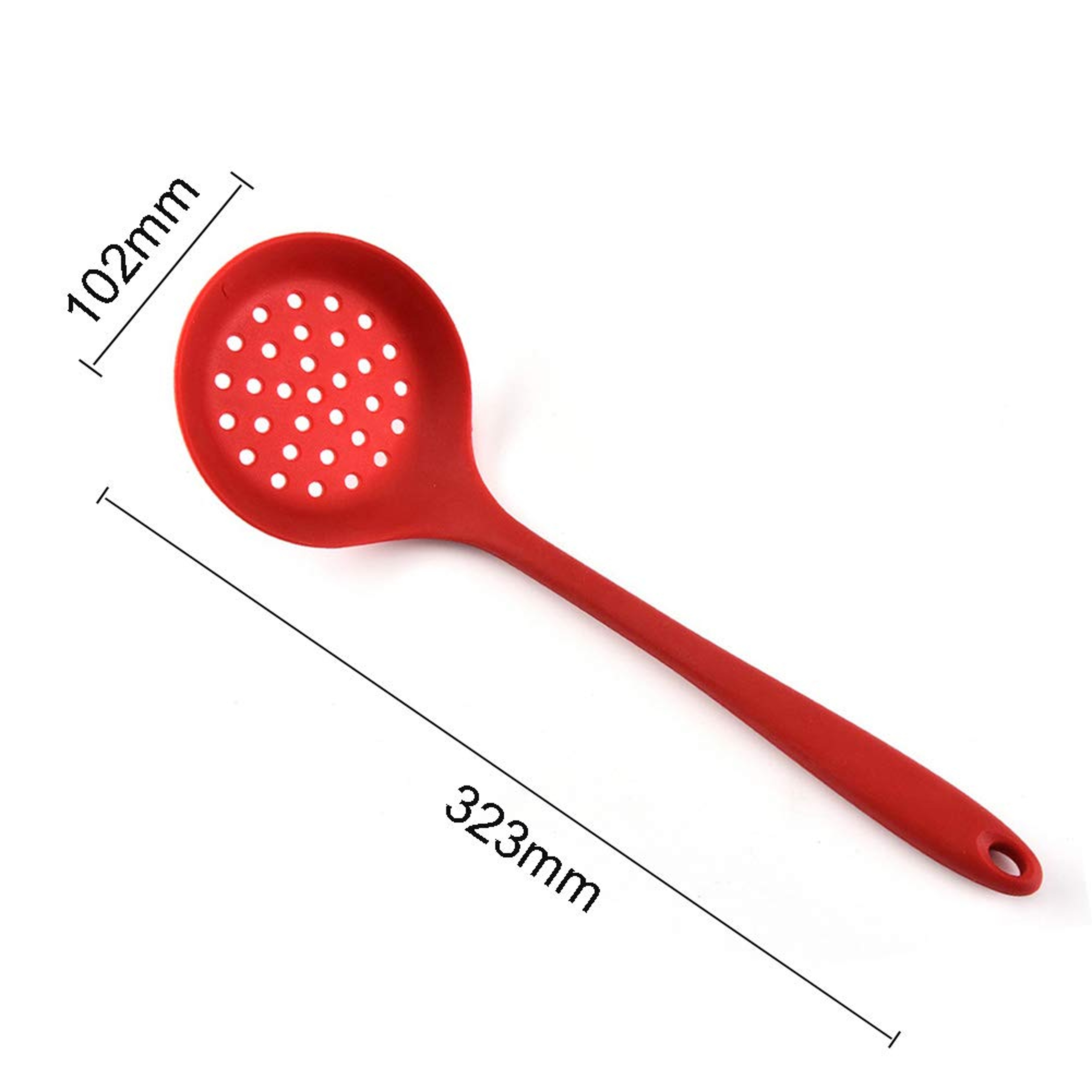 Long Handle Silicone Strainer Spoon Heat Resistant Pasta Skimmer For Nonstick Cookware 5