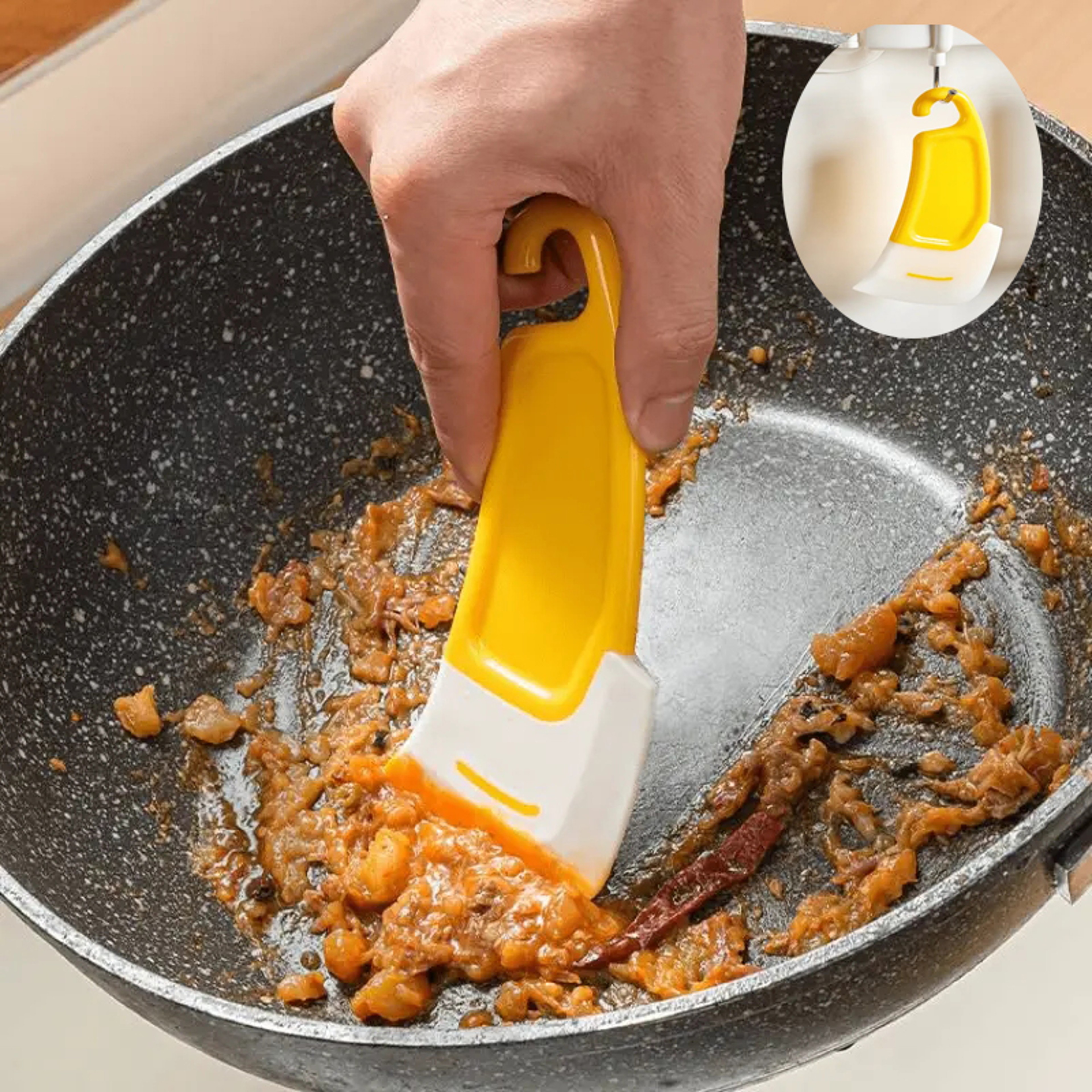 Silicone Pan Scraper Spatula Non Scratch Cookware Cleaning Tool 0