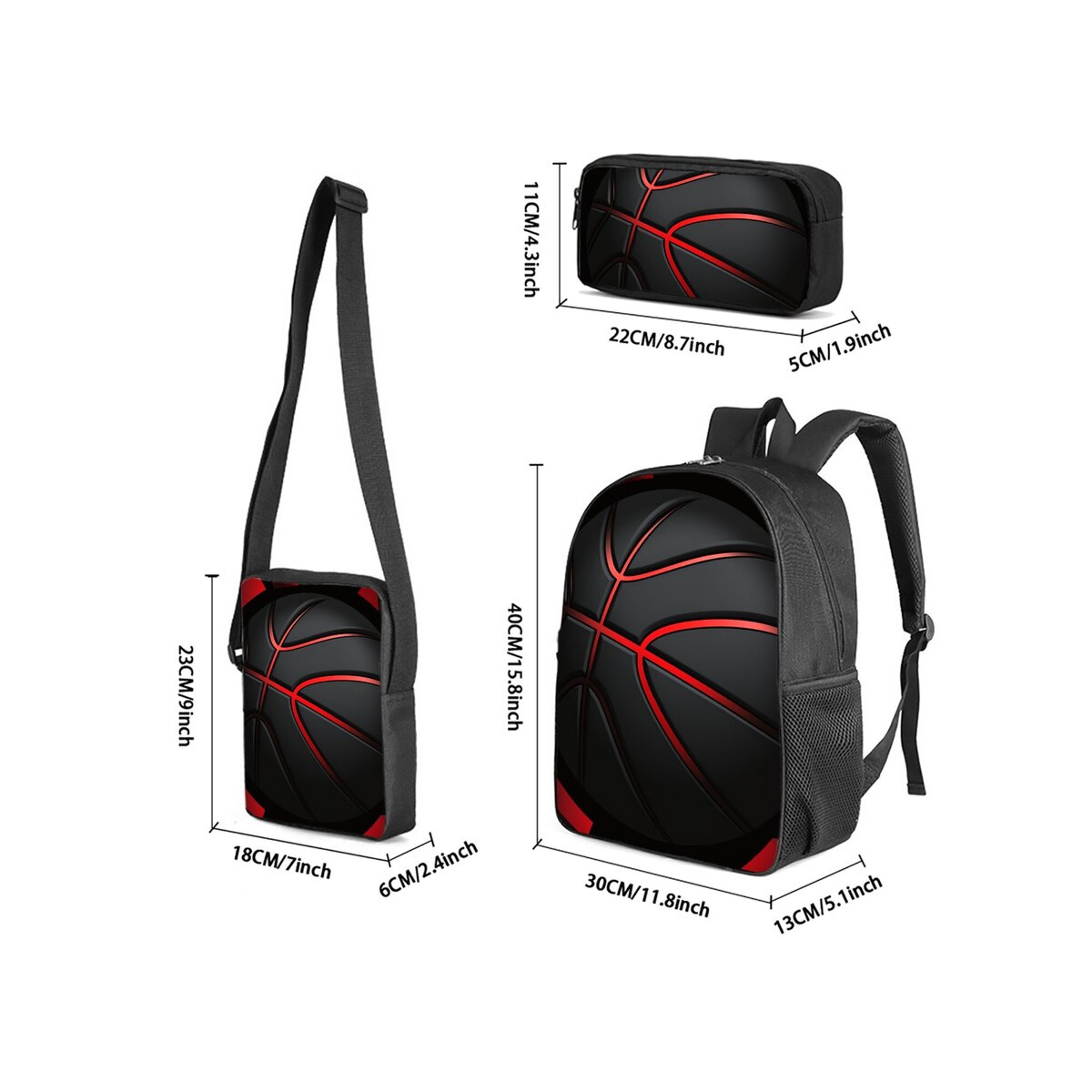 Basketball Backpack Set For Kids With Messenger Bag And Pencil Case 6