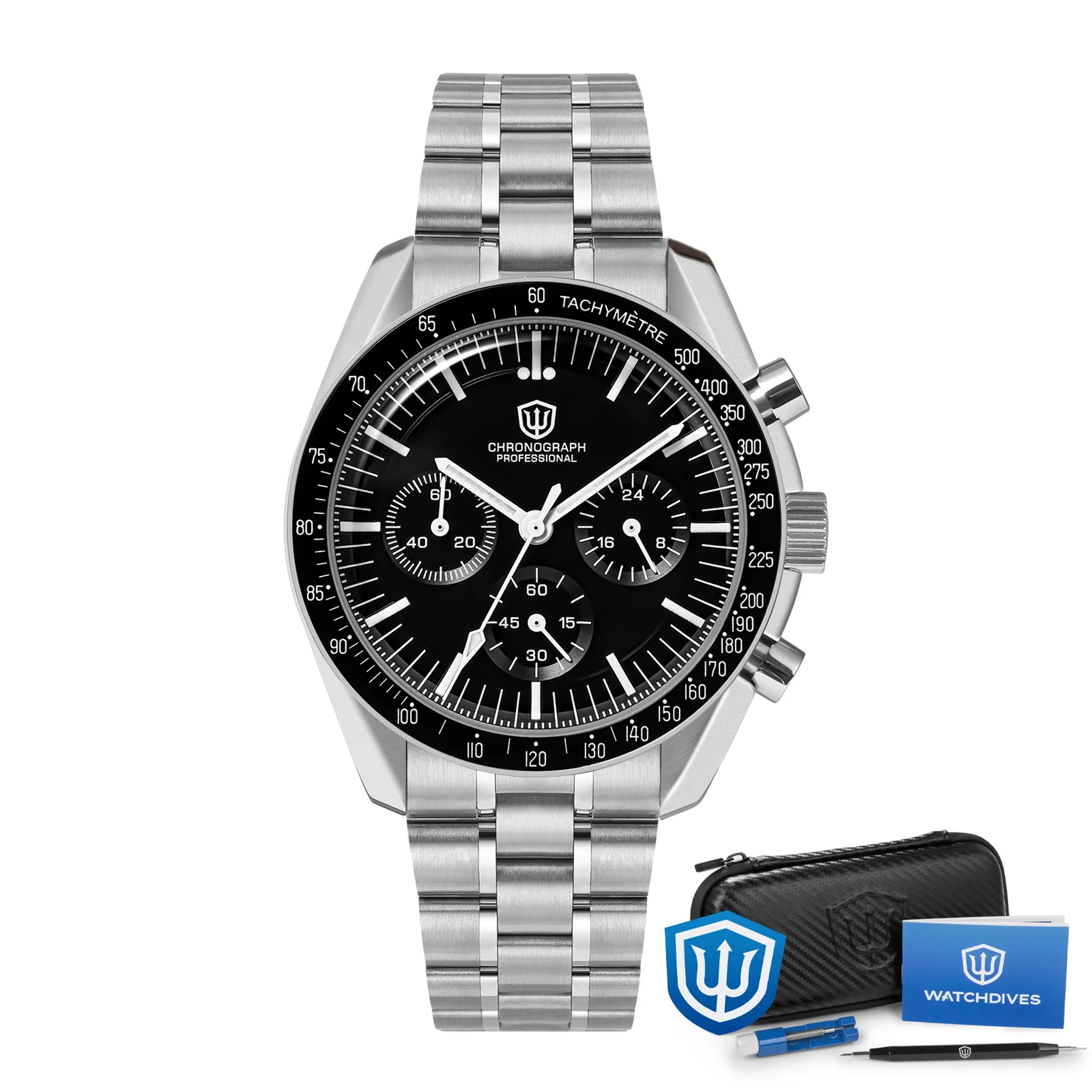 Meca Quartz Chronograph Sapphire Vintage Watch 9