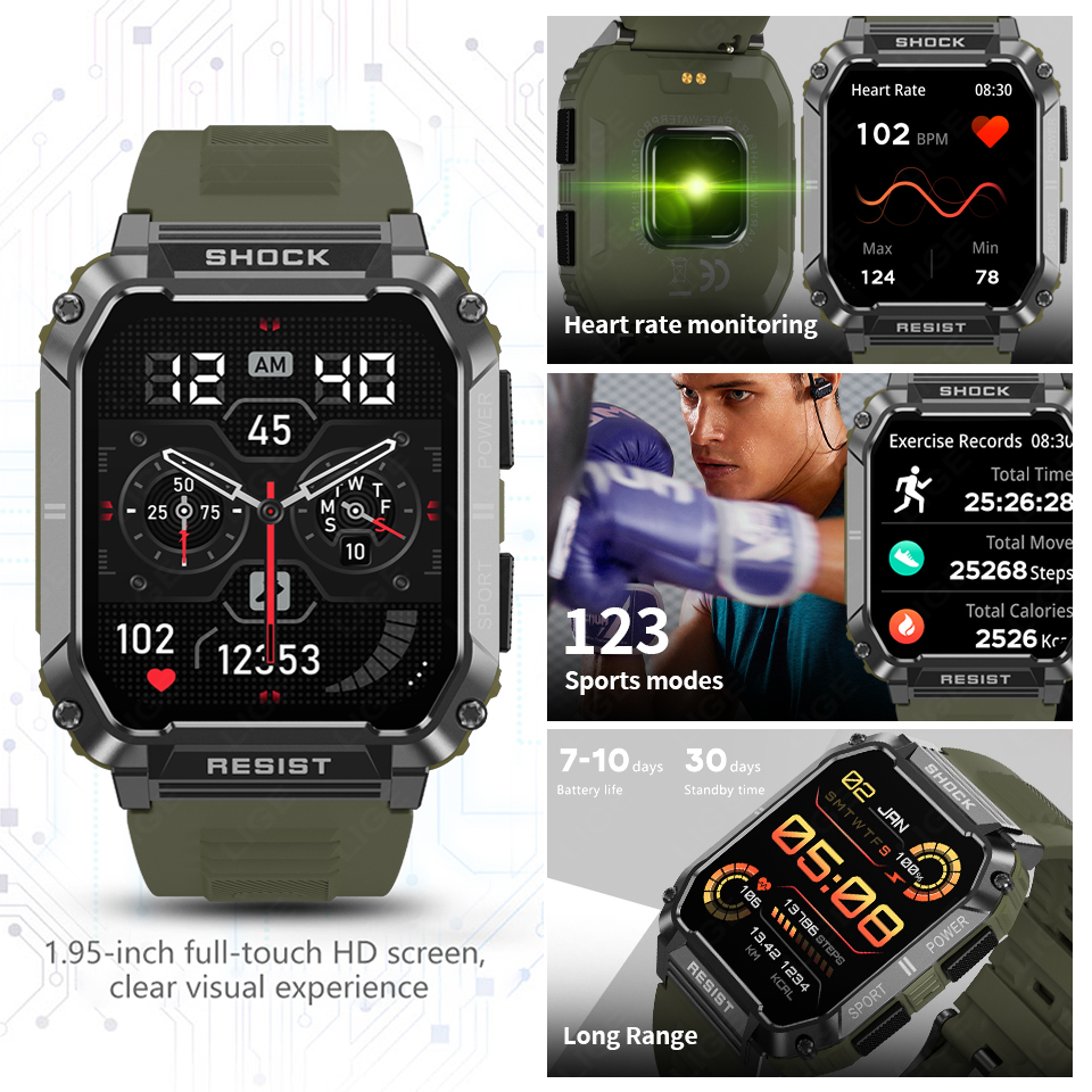 Rugged Smart Watch For Men With Bluetooth Calling And Many Sports Modes 1