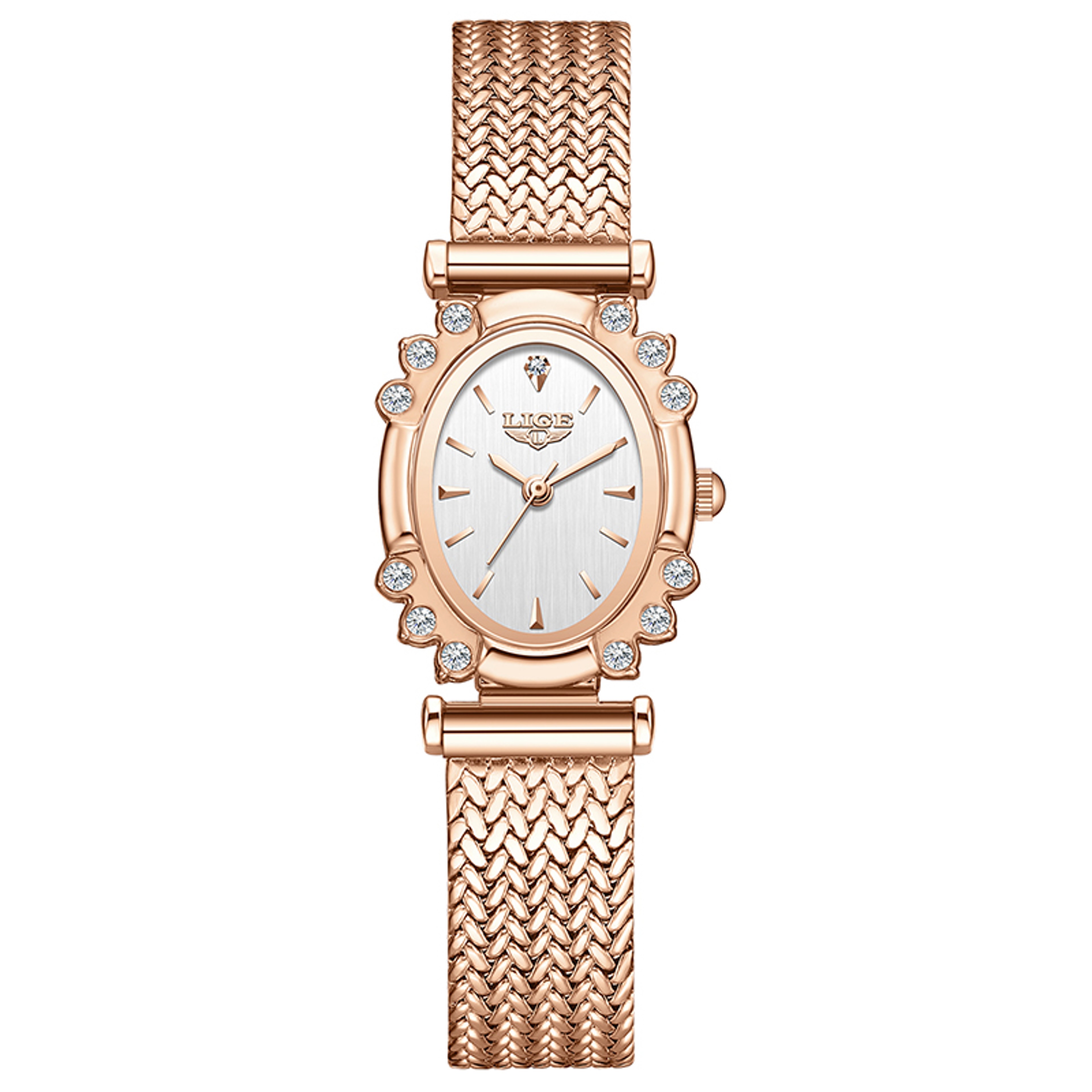 Gold Square Watch For Women Ultra Thin Quartz Mesh Bracelet Watch 3