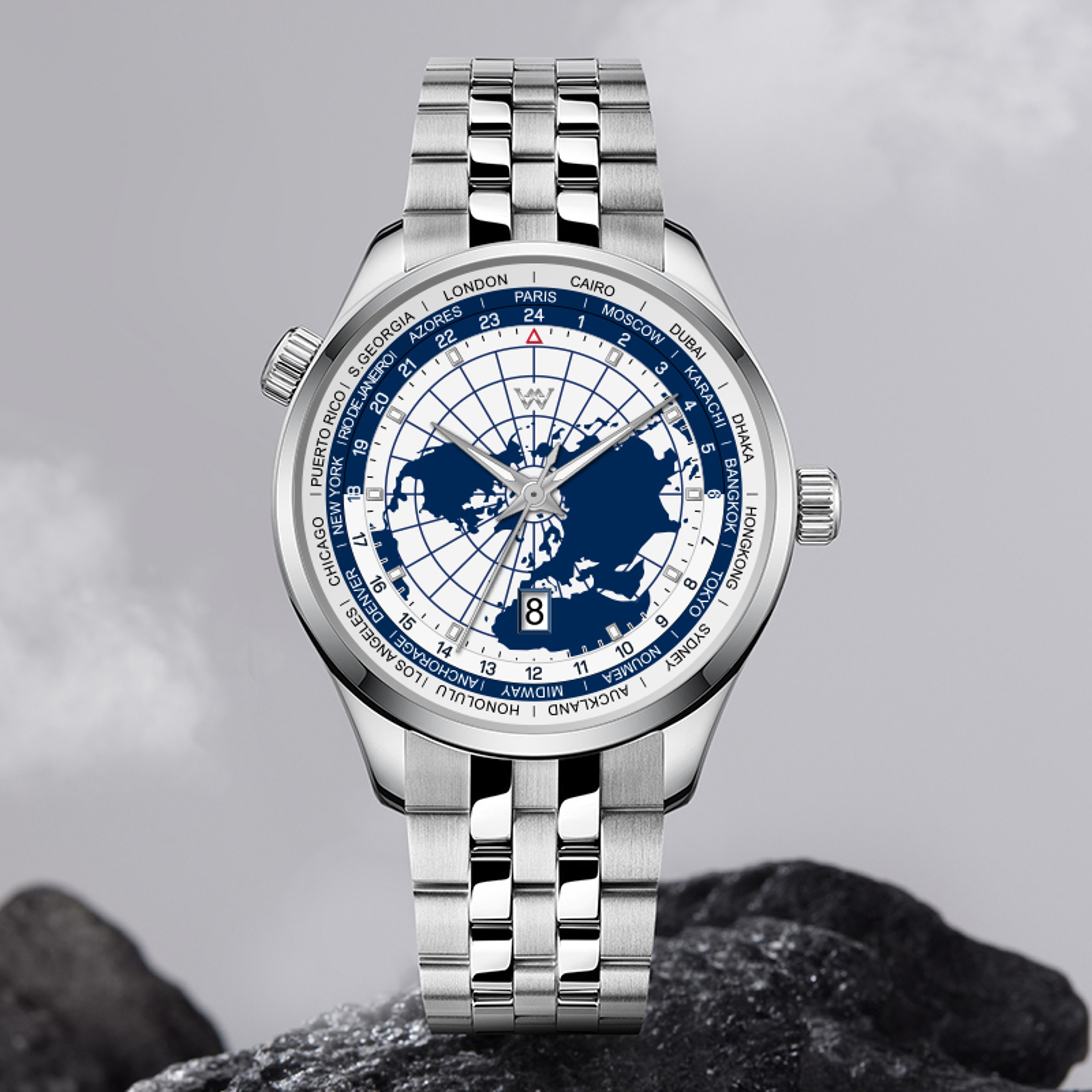 World Time Automatic Mechanical Watch With Sapphire Crystal And Water Resistance 2