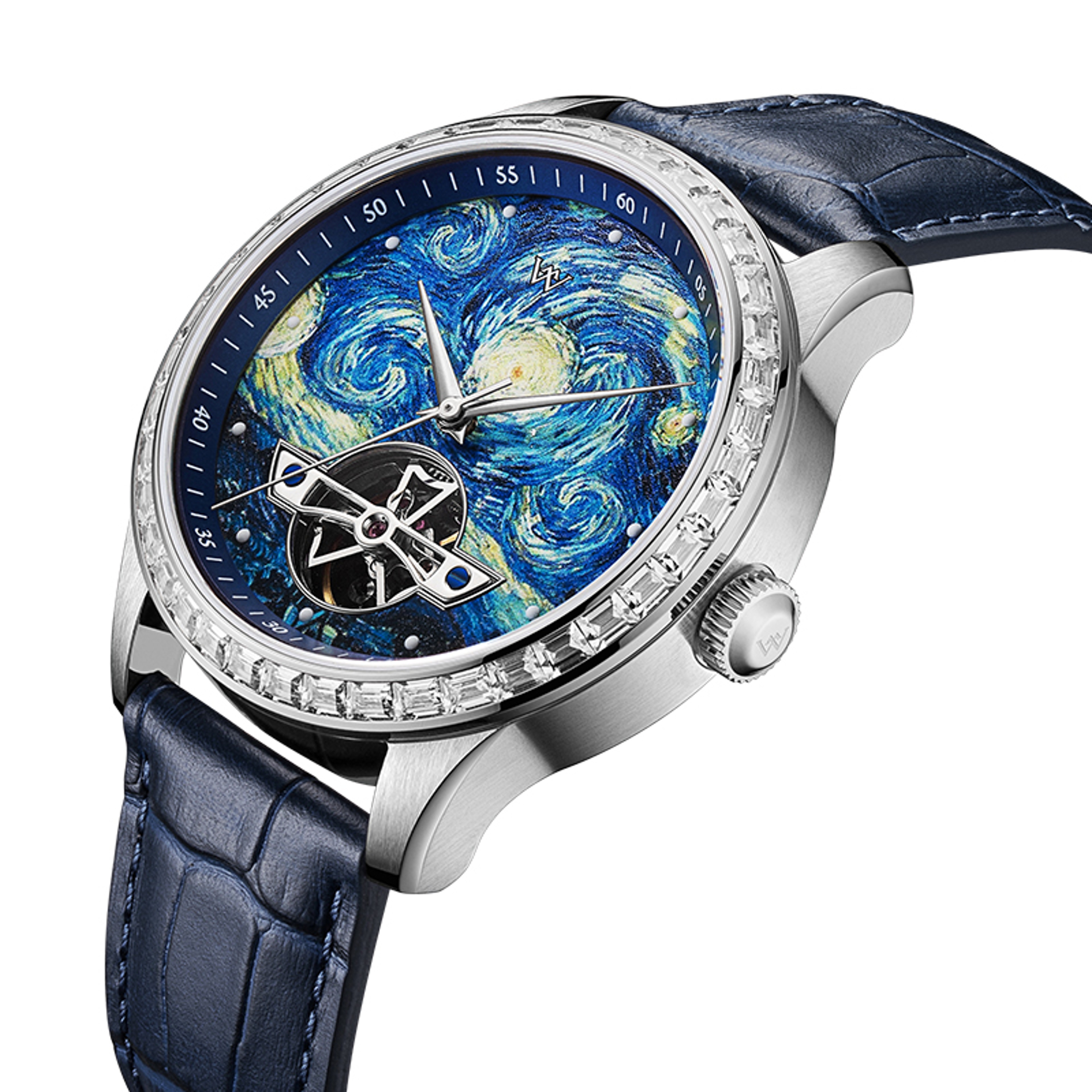 Starry Night Automatic Watch Sapphire Skeleton Art Dial 5