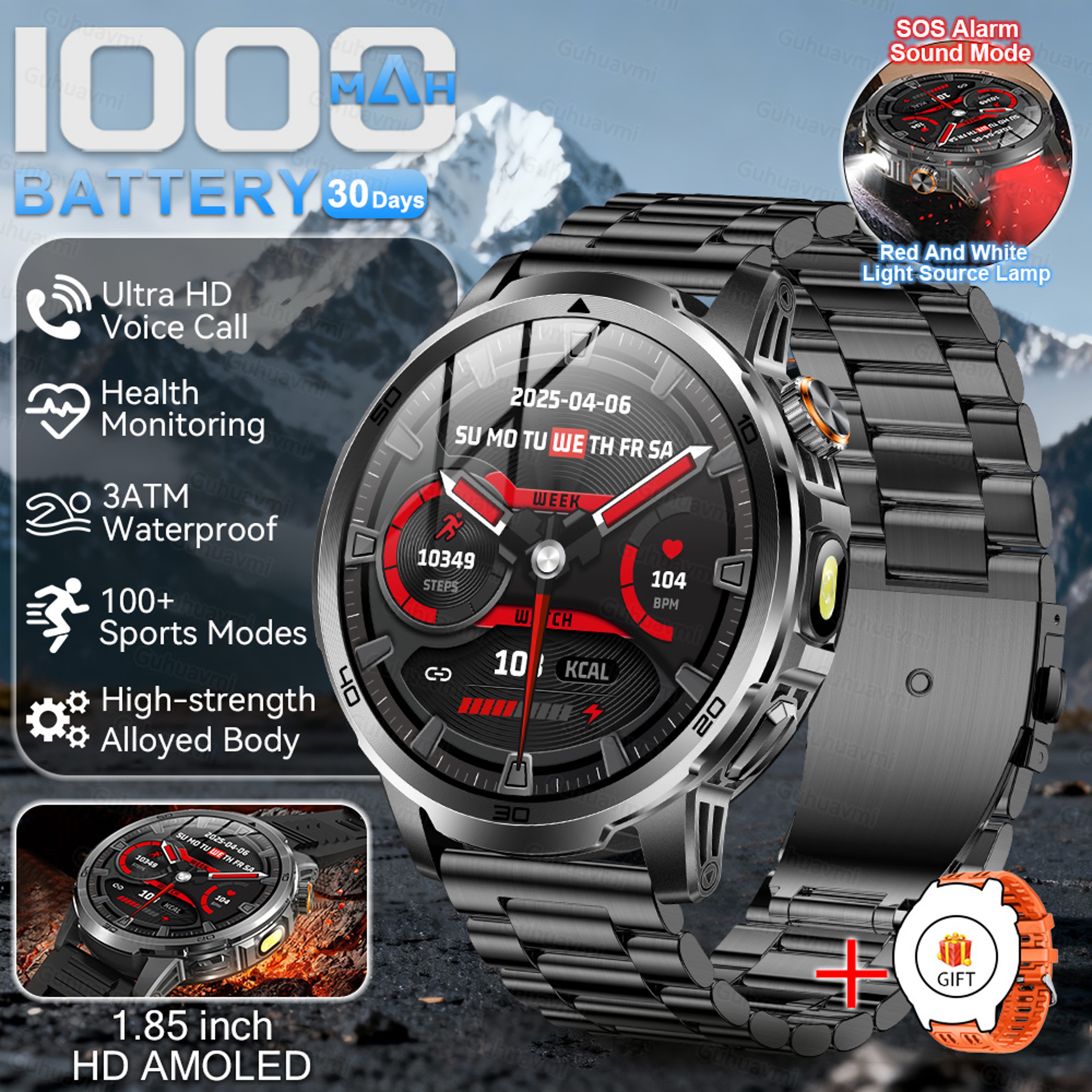 Ultra Rugged Smartwatch For Men AMOLED Display Battery And Flashlight 14