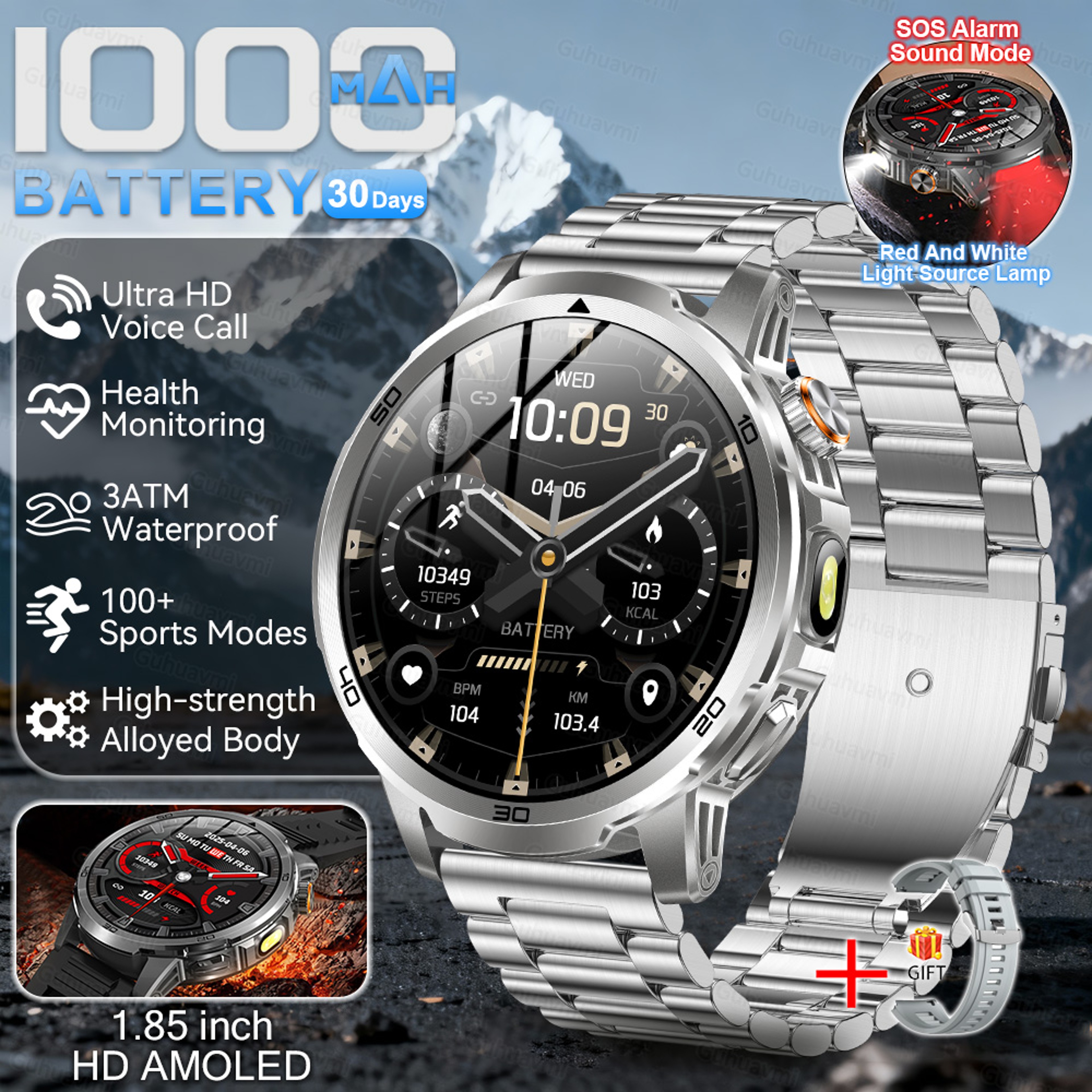 Ultra Rugged Smartwatch For Men AMOLED Display Battery And Flashlight 16