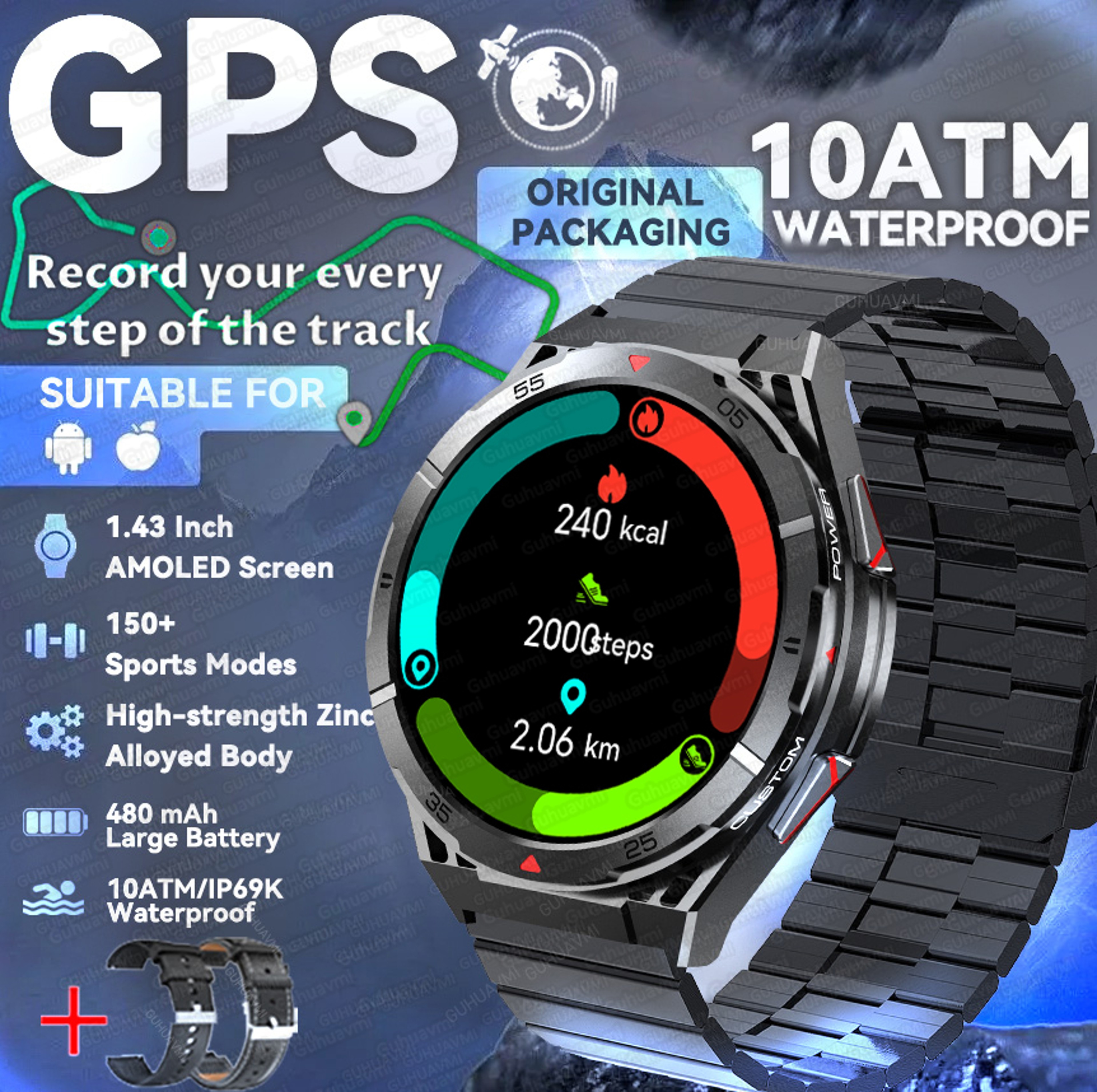 Outdoor GPS Smart Watch For Men AMOLED Waterproof Bluetooth Calling 13