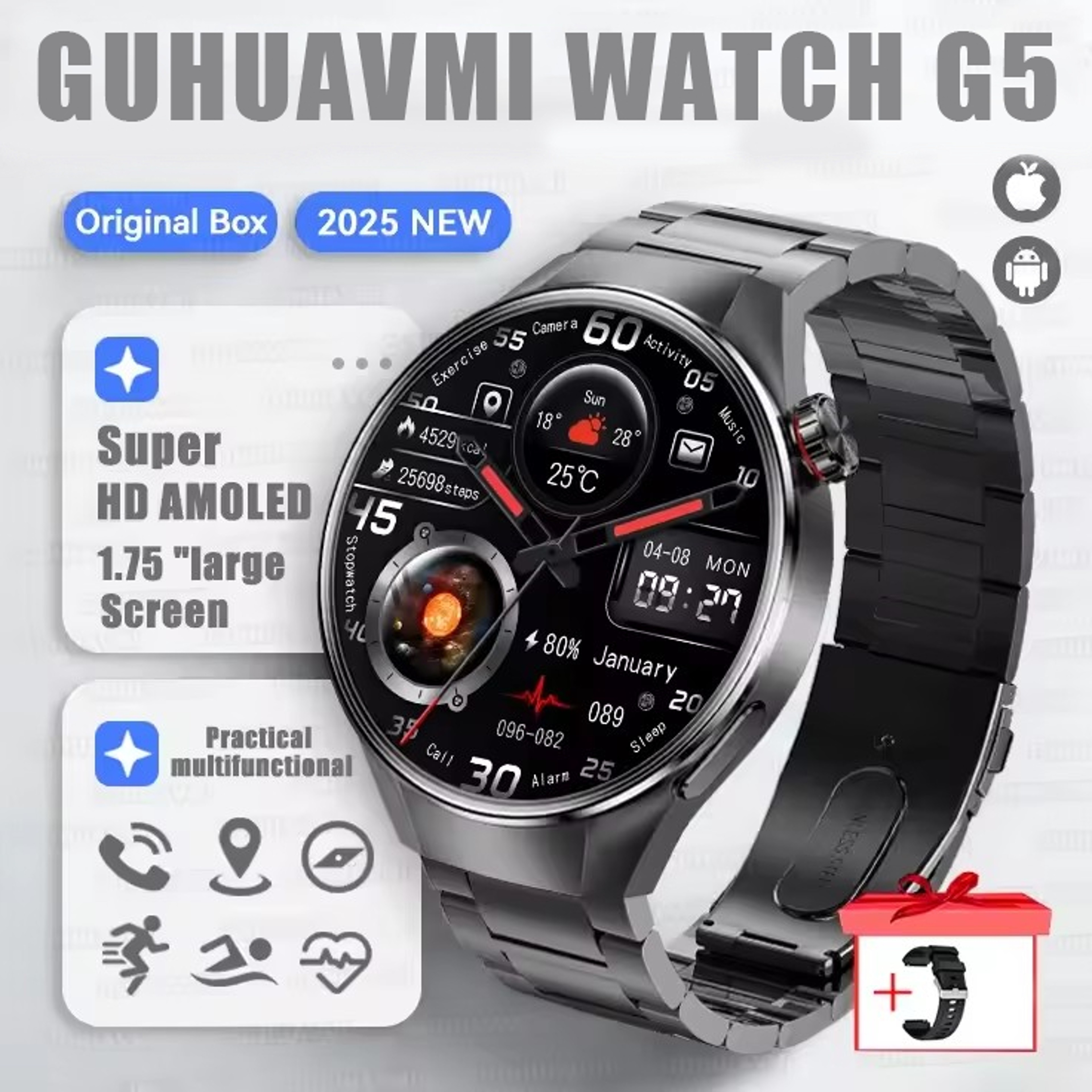 GPS Smart Watch For Men With AMOLED Display Bluetooth Calling And IP68 Waterproofing 20