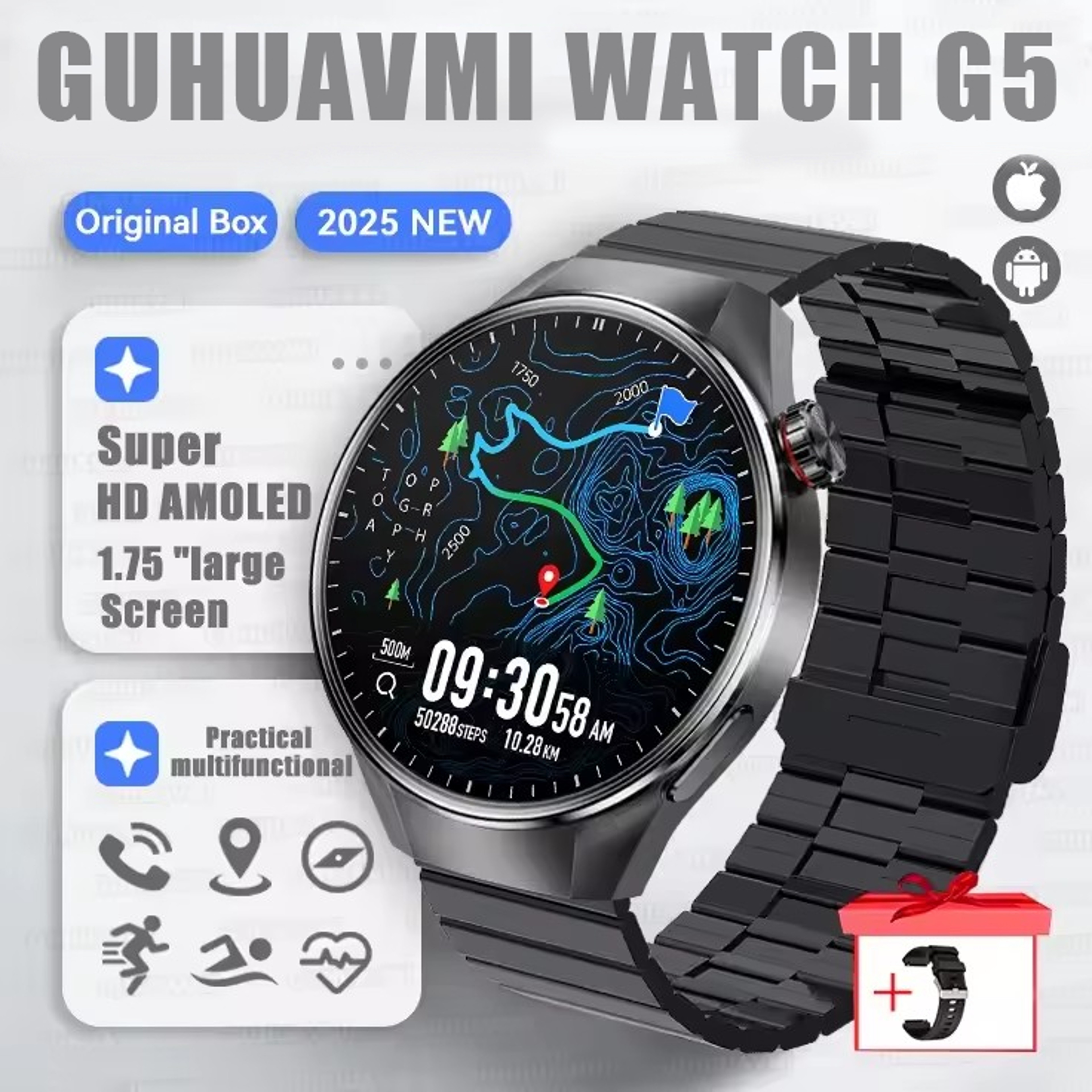 GPS Smart Watch For Men With AMOLED Display Bluetooth Calling And IP68 Waterproofing 22