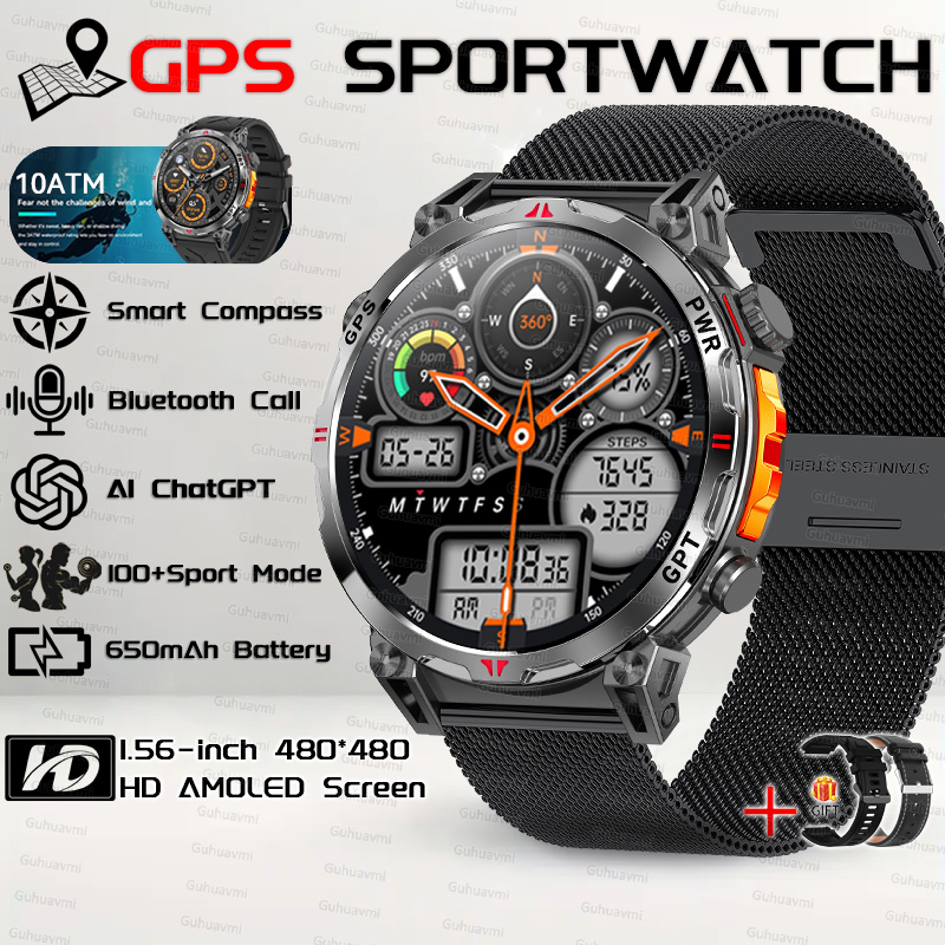 GPS Smartwatch For Men With AMOLED Display And Waterproof Design 7