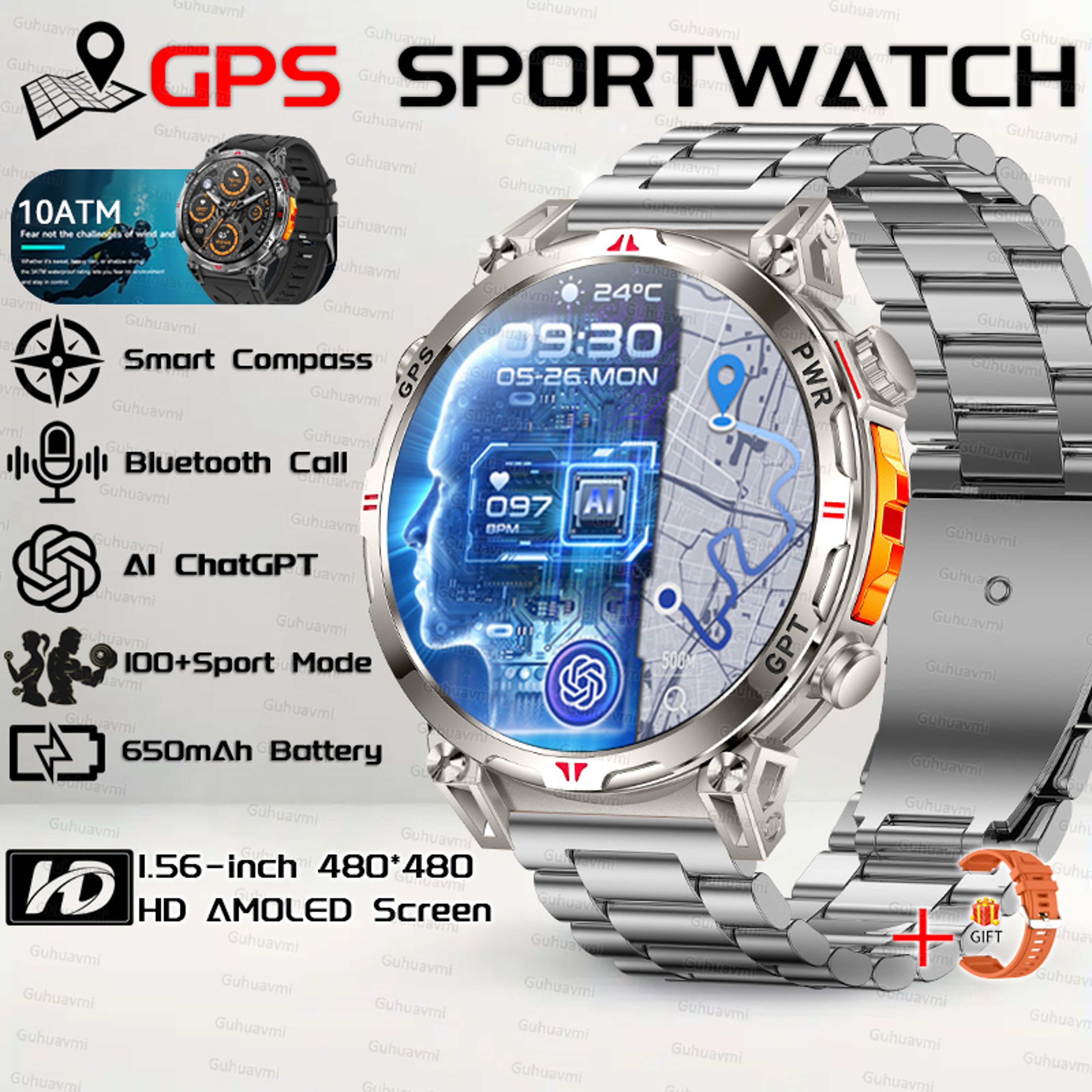 GPS Smartwatch For Men With AMOLED Display And Waterproof Design 10