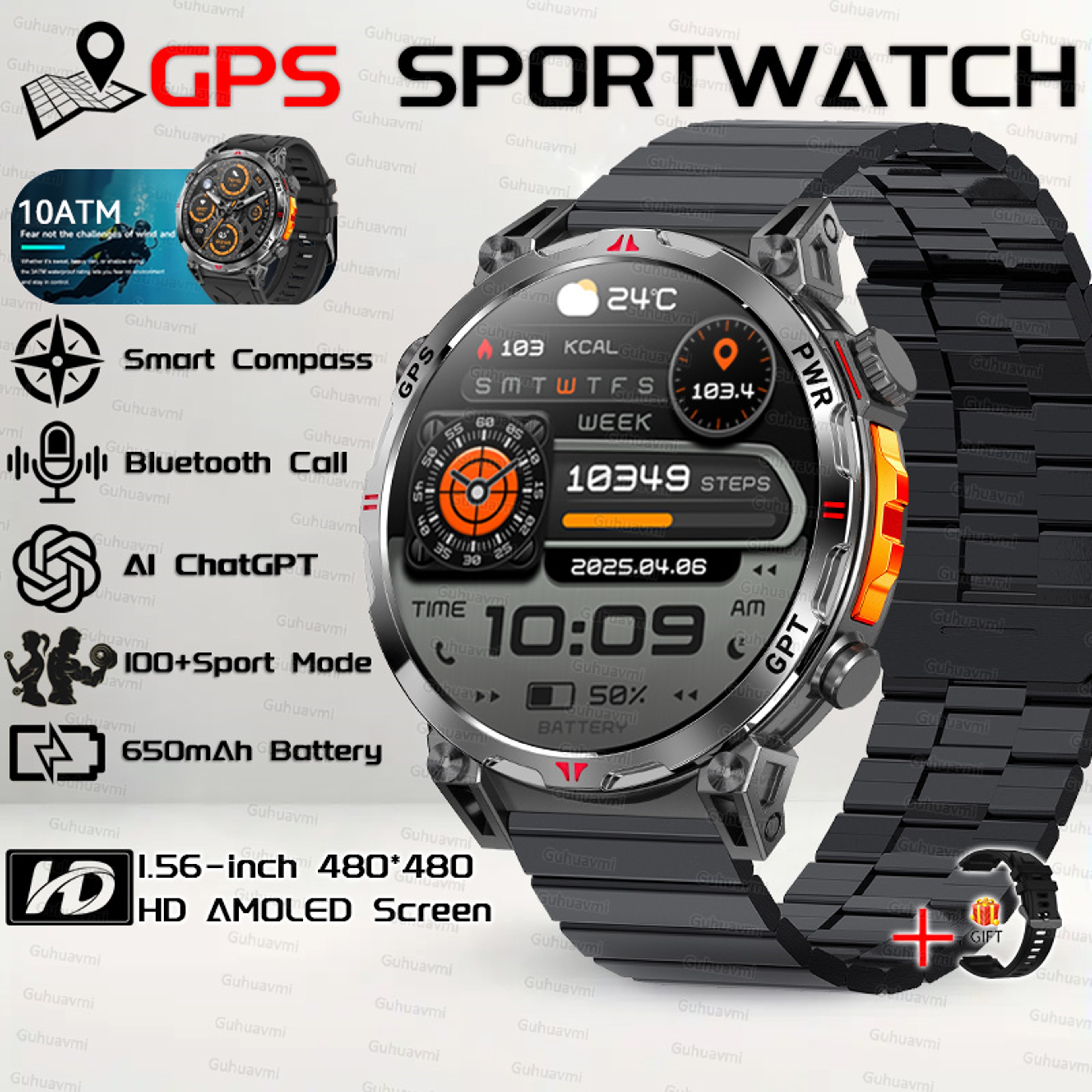GPS Smartwatch For Men With AMOLED Display And Waterproof Design 13