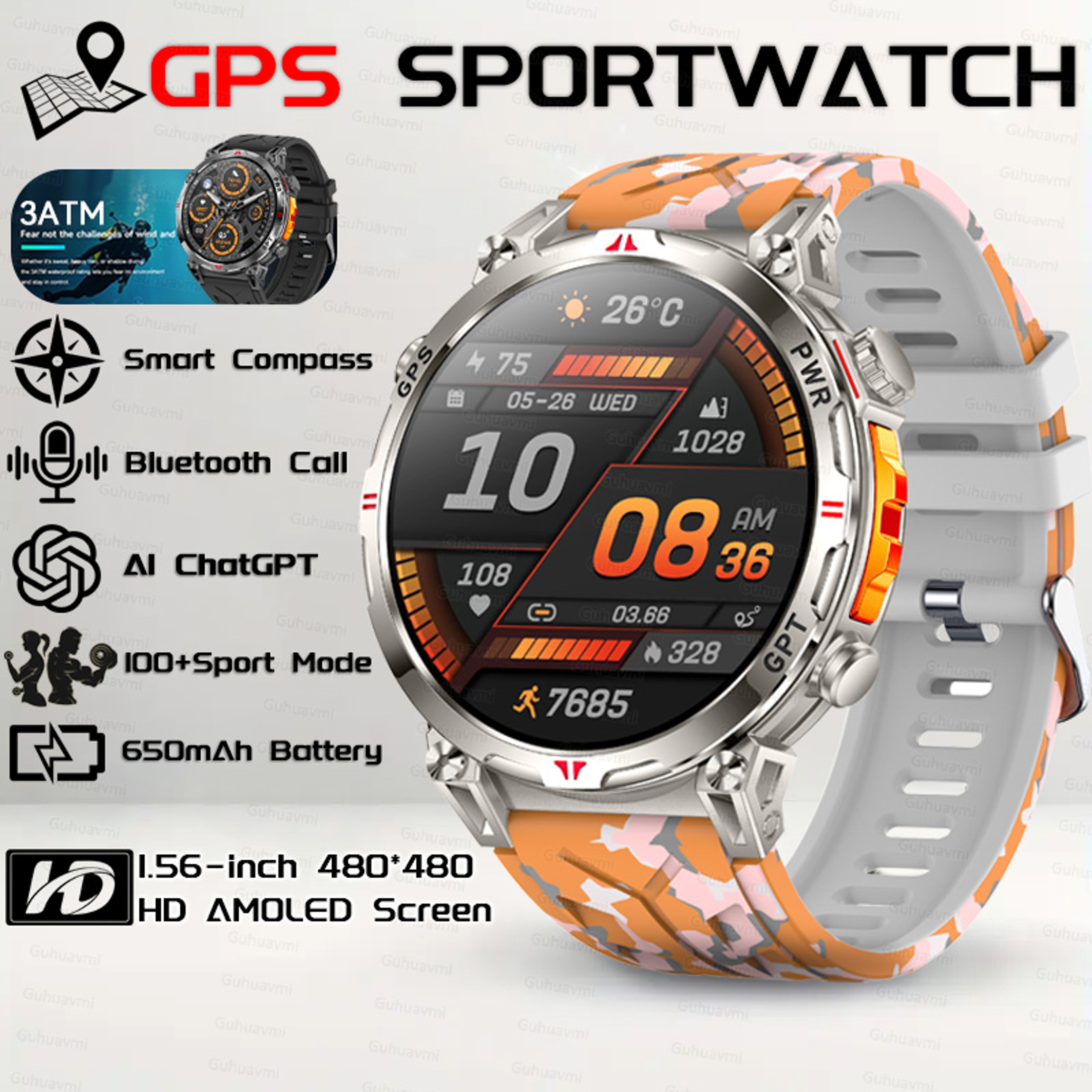 GPS Smartwatch For Men With AMOLED Display And Waterproof Design 18