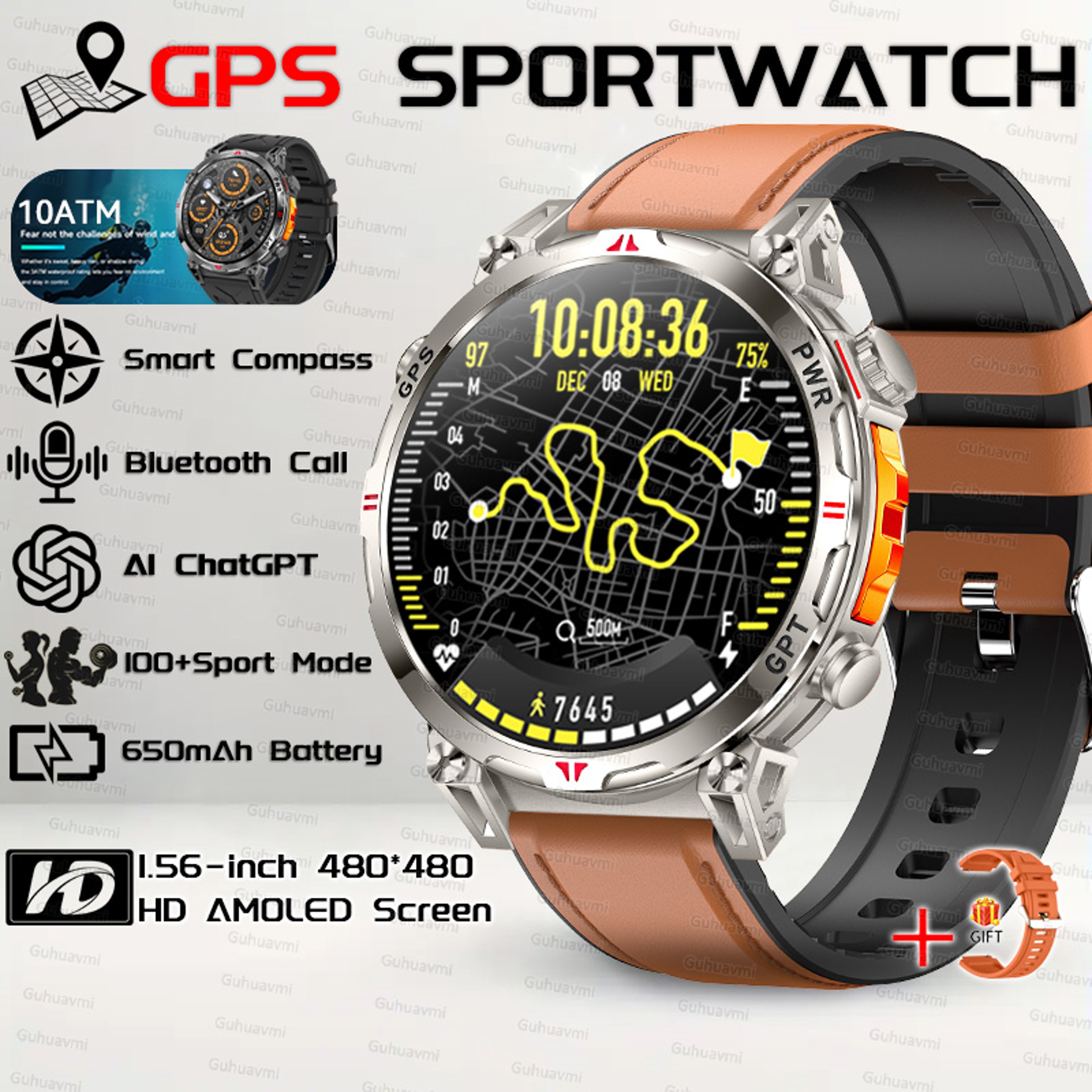 GPS Smartwatch For Men With AMOLED Display And Waterproof Design 20