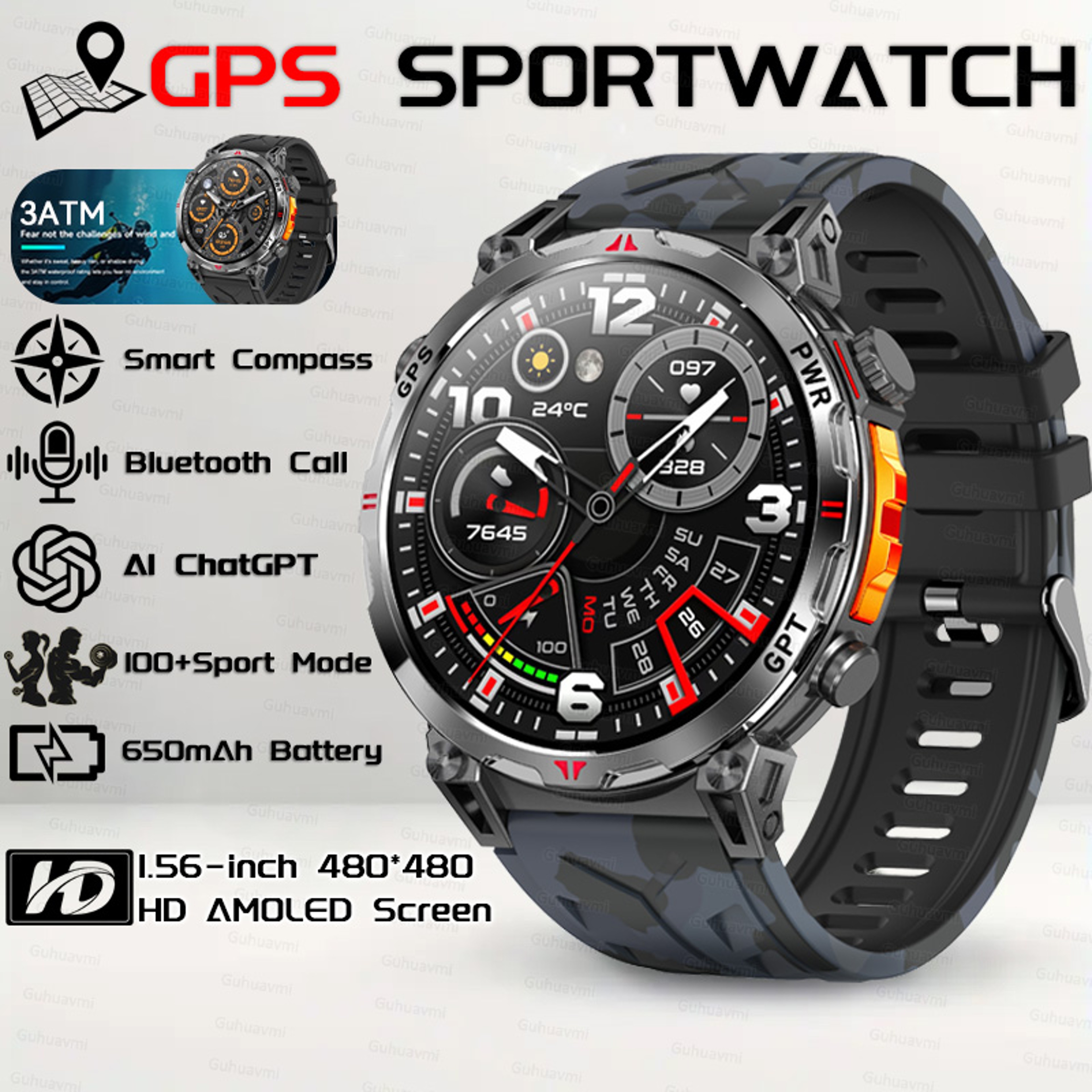GPS Smartwatch For Men With AMOLED Display And Waterproof Design 19