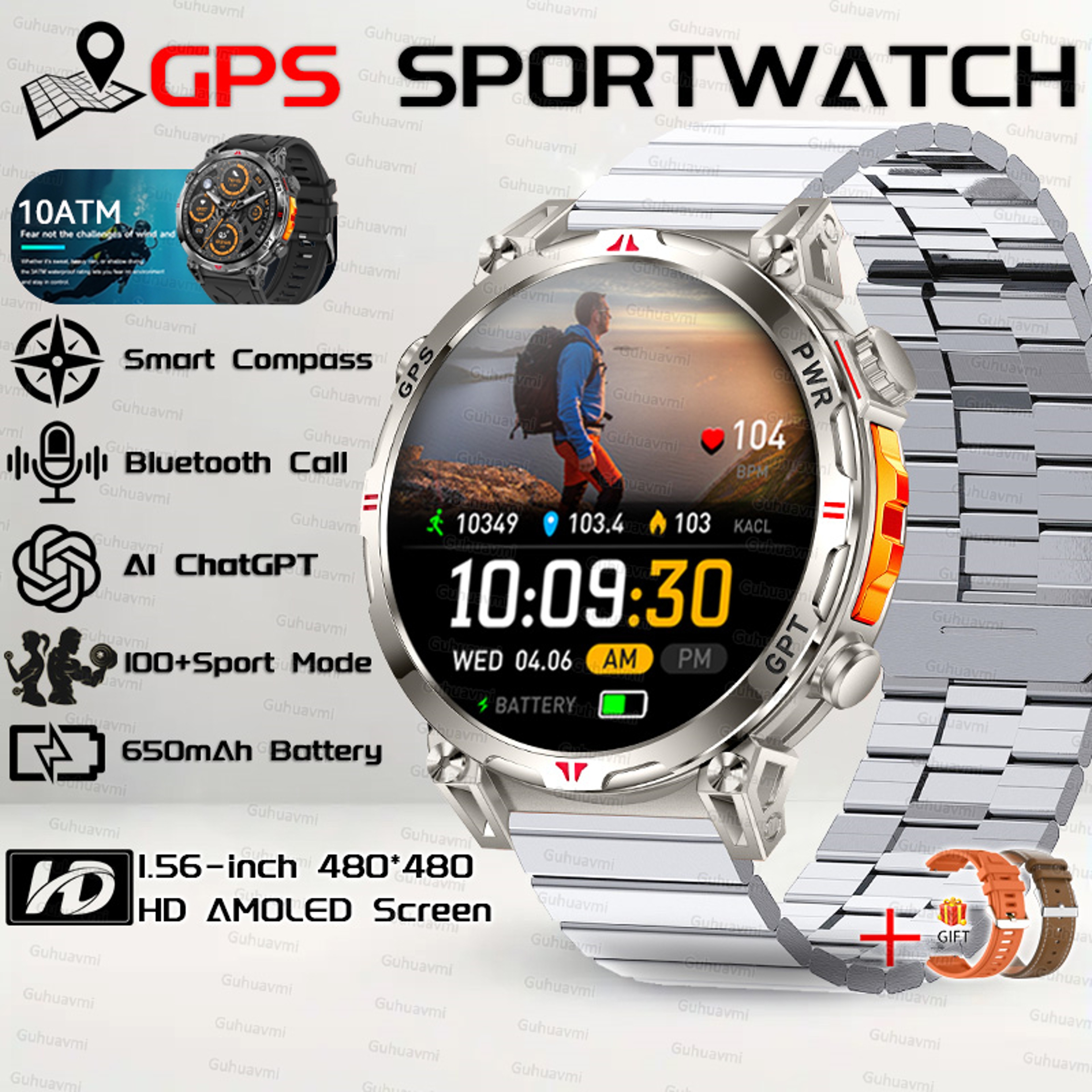GPS Smartwatch For Men With AMOLED Display And Waterproof Design 24