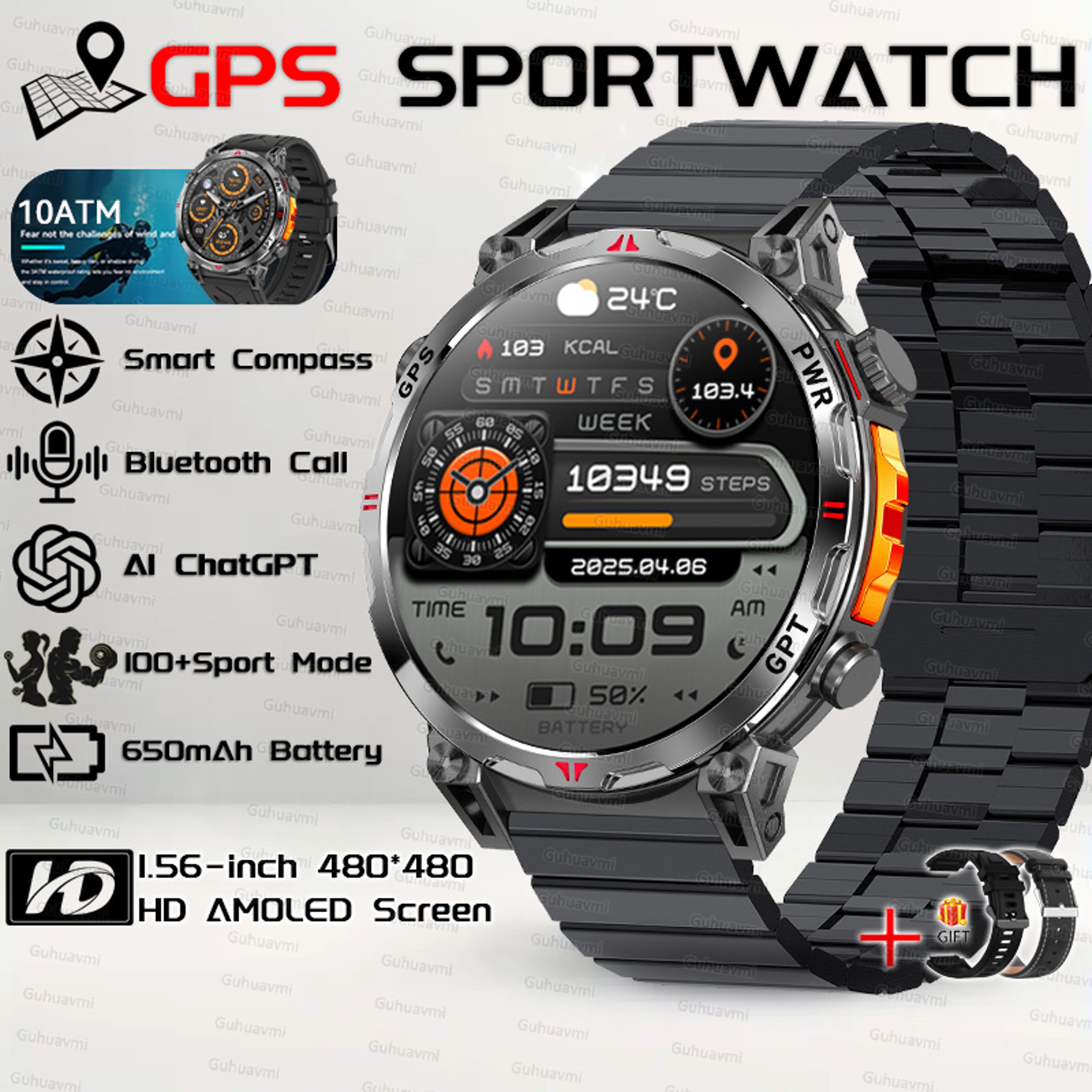 GPS Smartwatch For Men With AMOLED Display And Waterproof Design 25