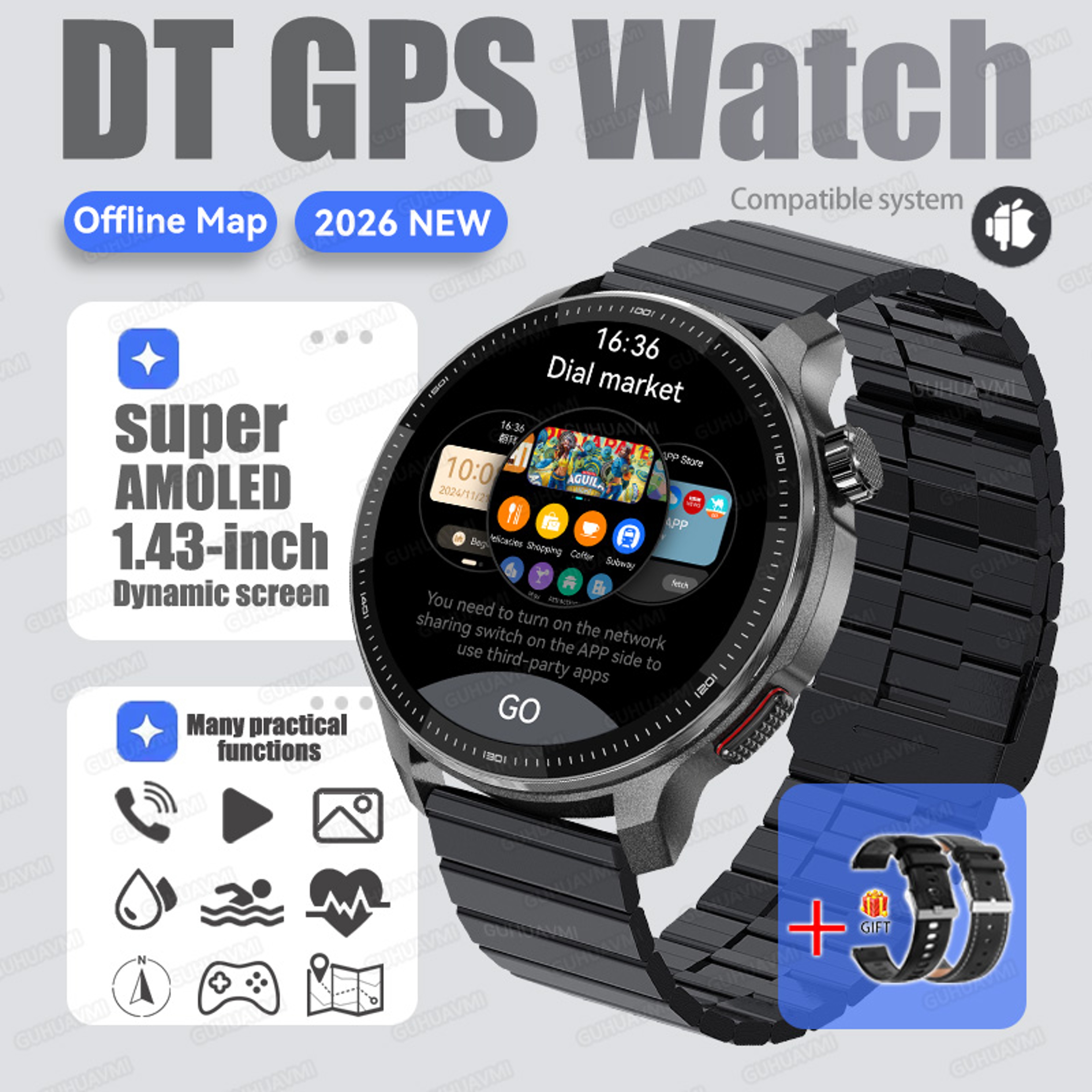 Adventure Pro GPS Smartwatch with Offline Maps AMOLED Display Music and Compass – view 16