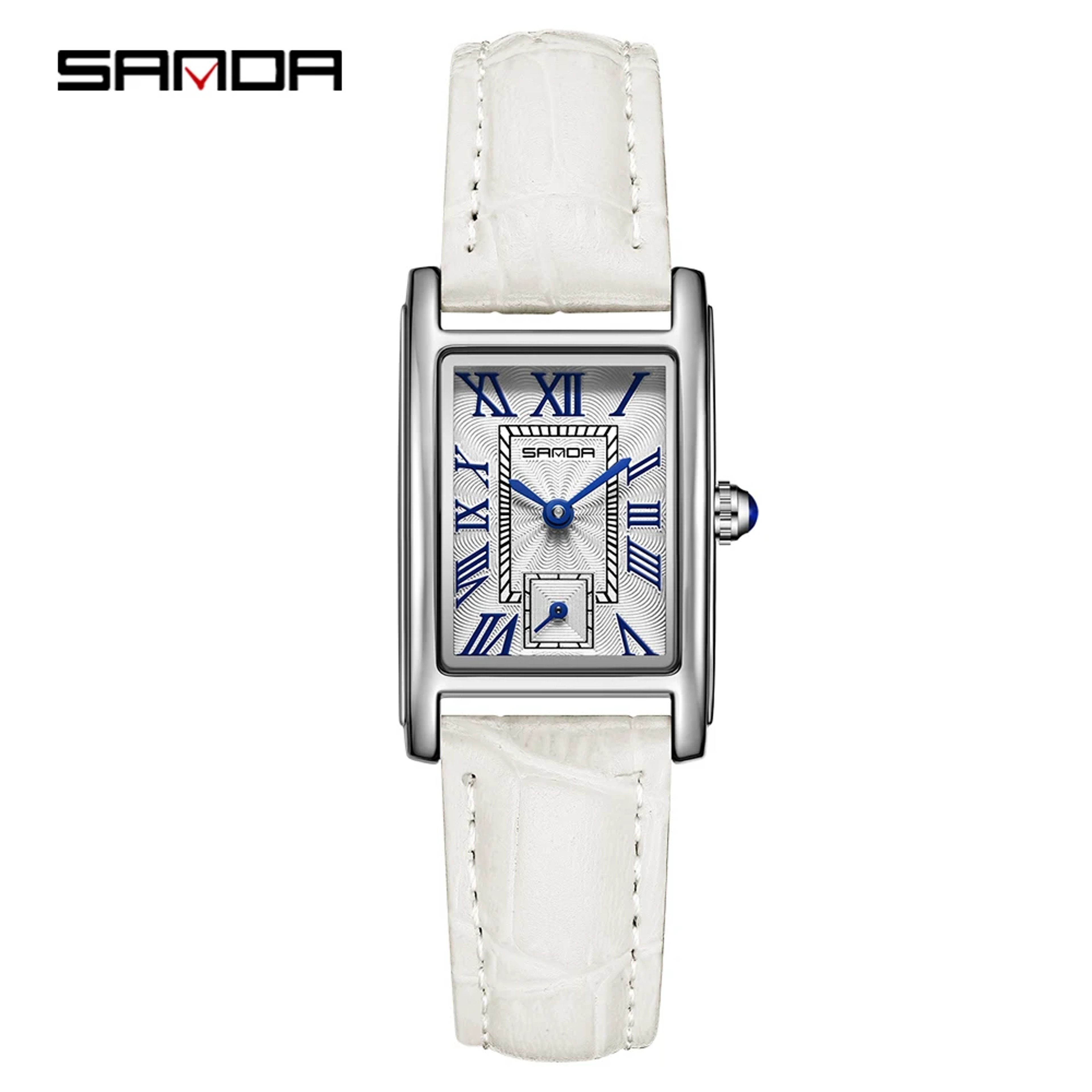 Womens Rectangle Watch Elegant Quartz Leather Wristwatch 5