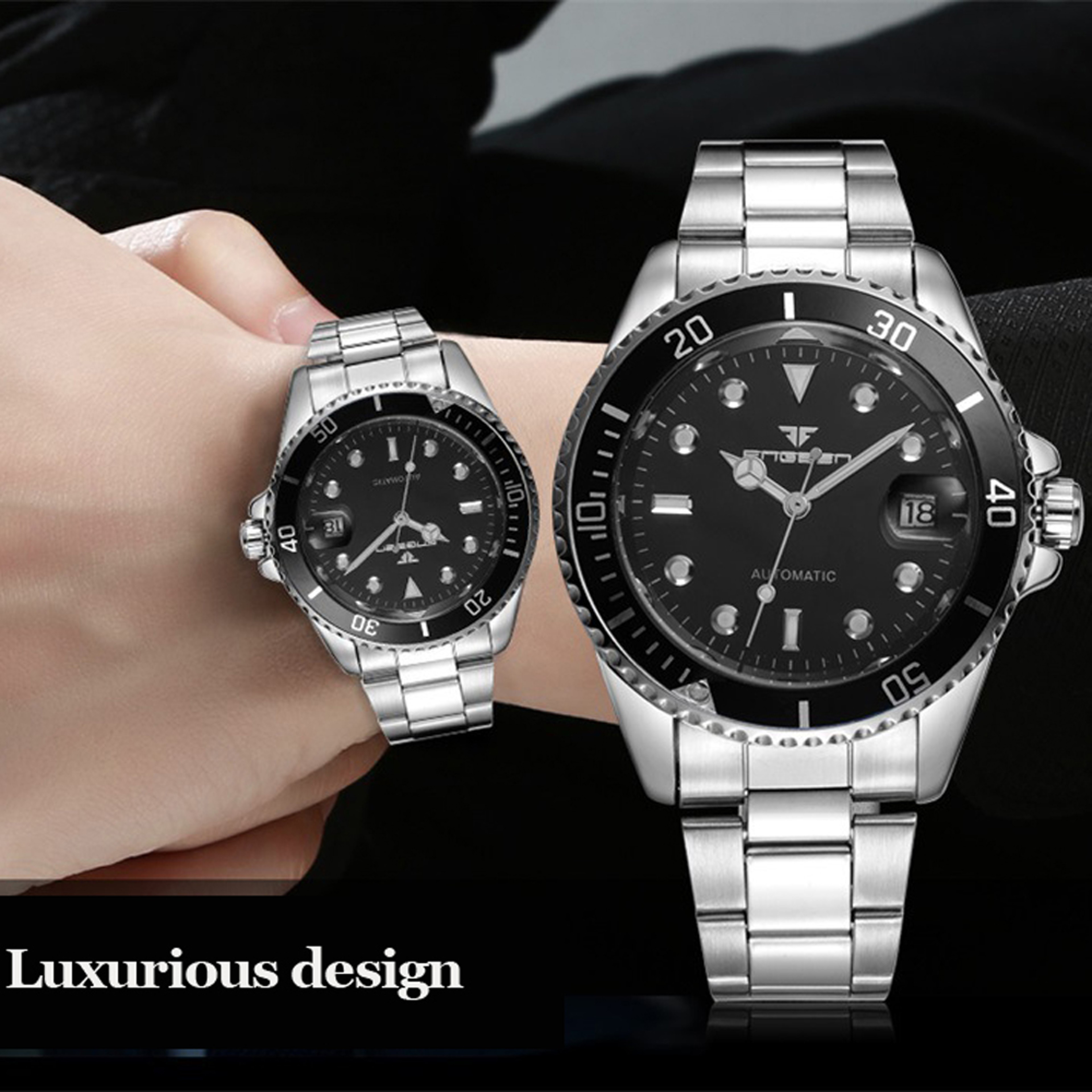 Automatic Skeleton Watch For Men Stainless Steel Luminous Mechanical Watch 5