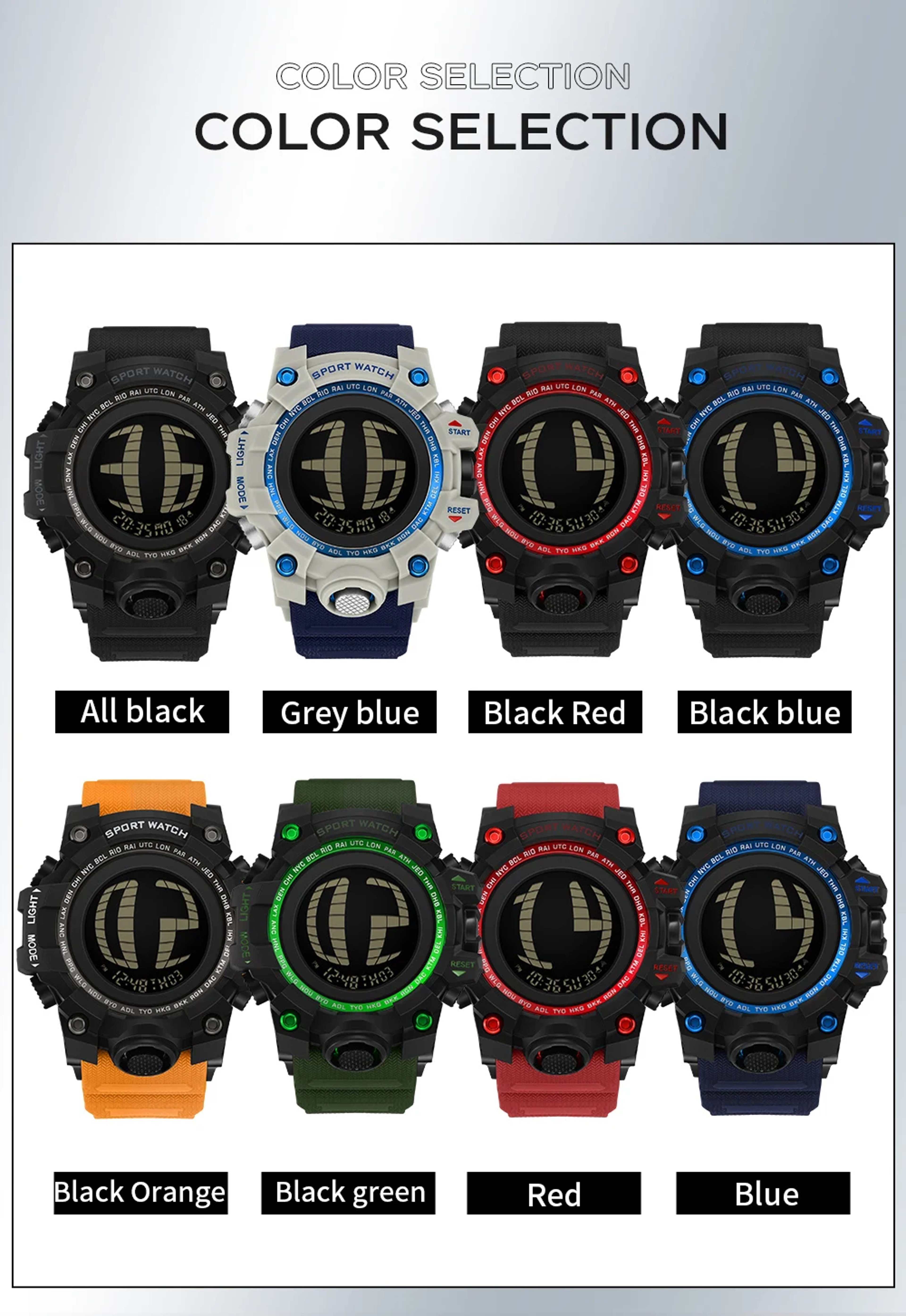 Waterproof Digital Watch With Countdown Timer And LED Sports Display 5