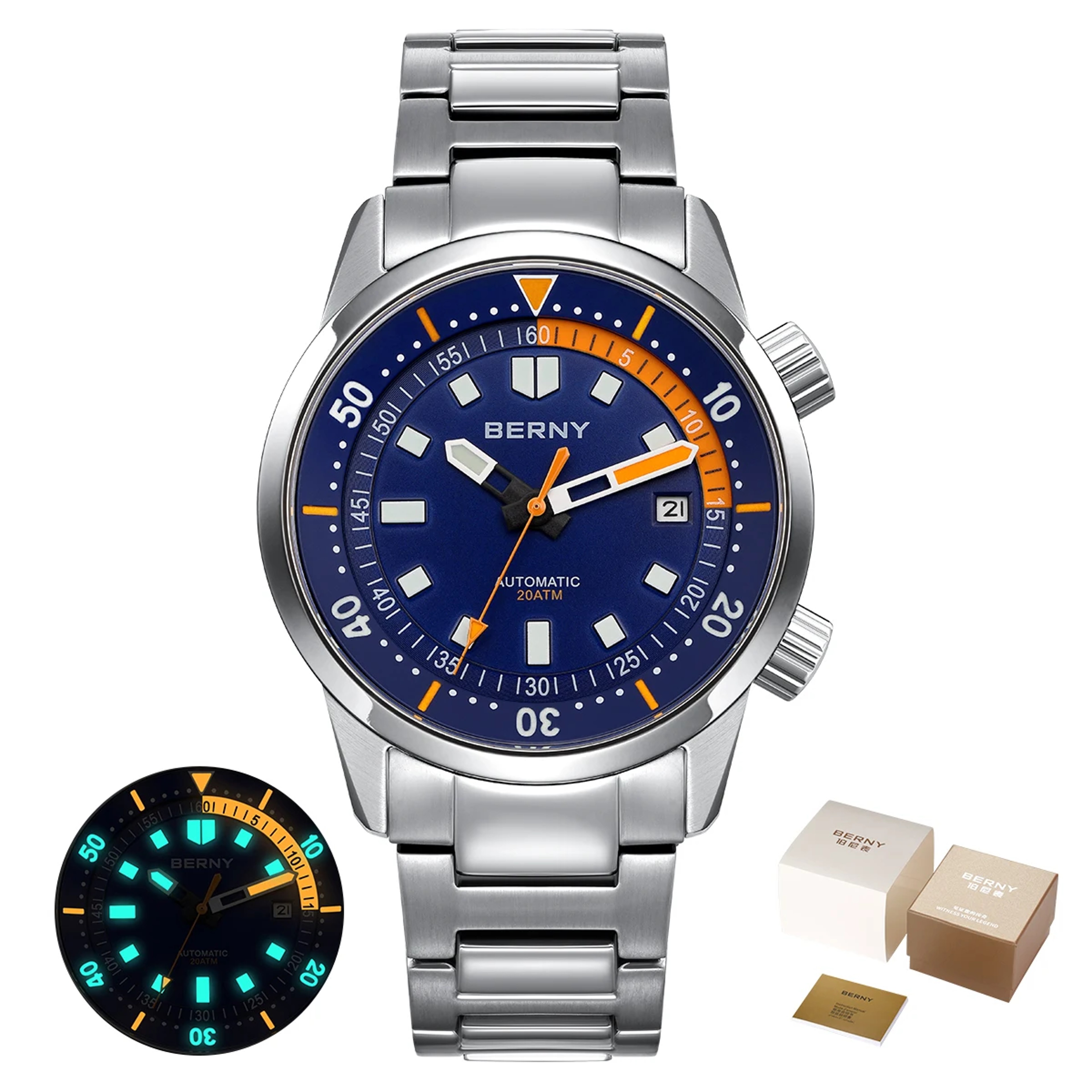 Automatic Dive Watch For Men Sapphire Crystal Stainless Steel 11