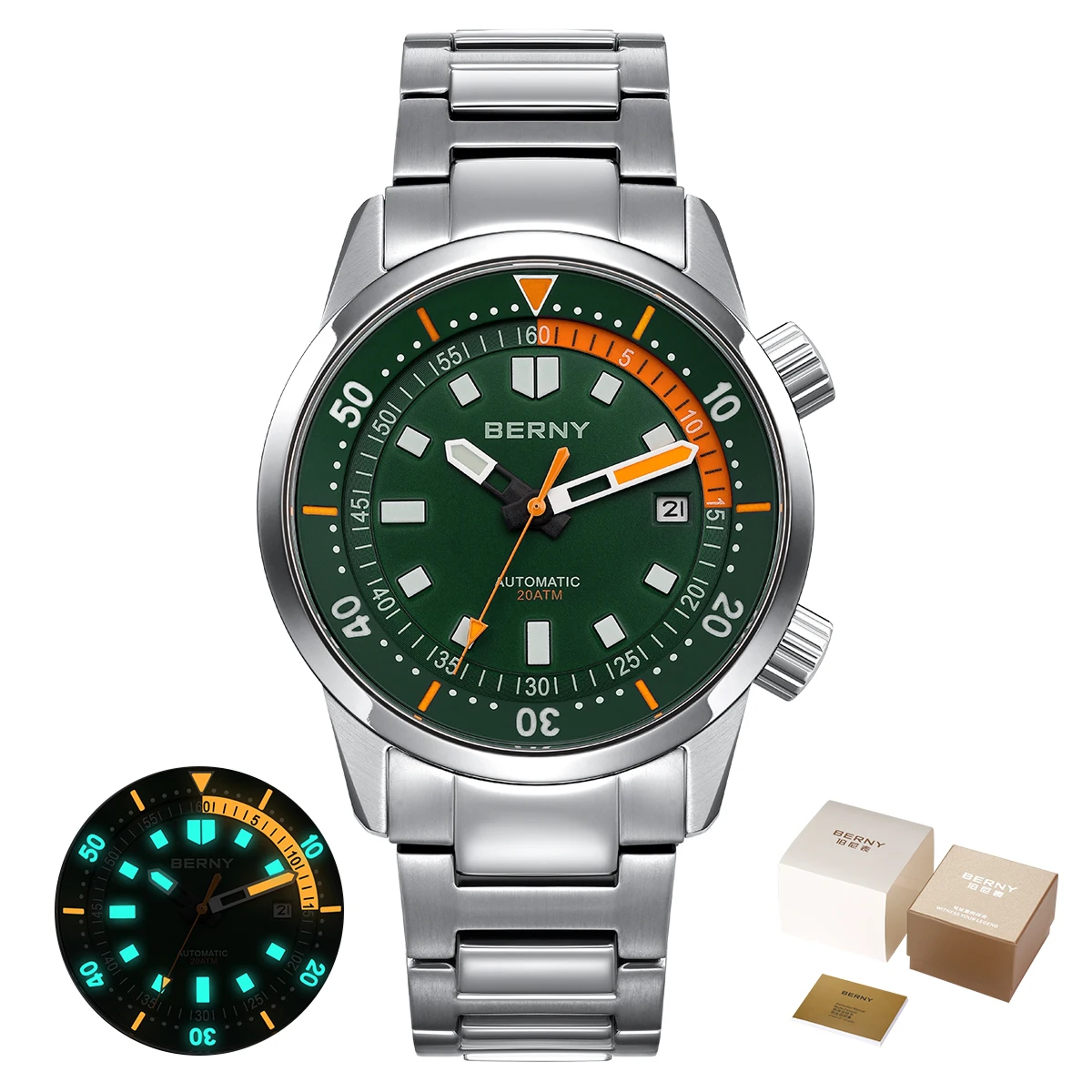 Automatic Dive Watch For Men Sapphire Crystal Stainless Steel 12