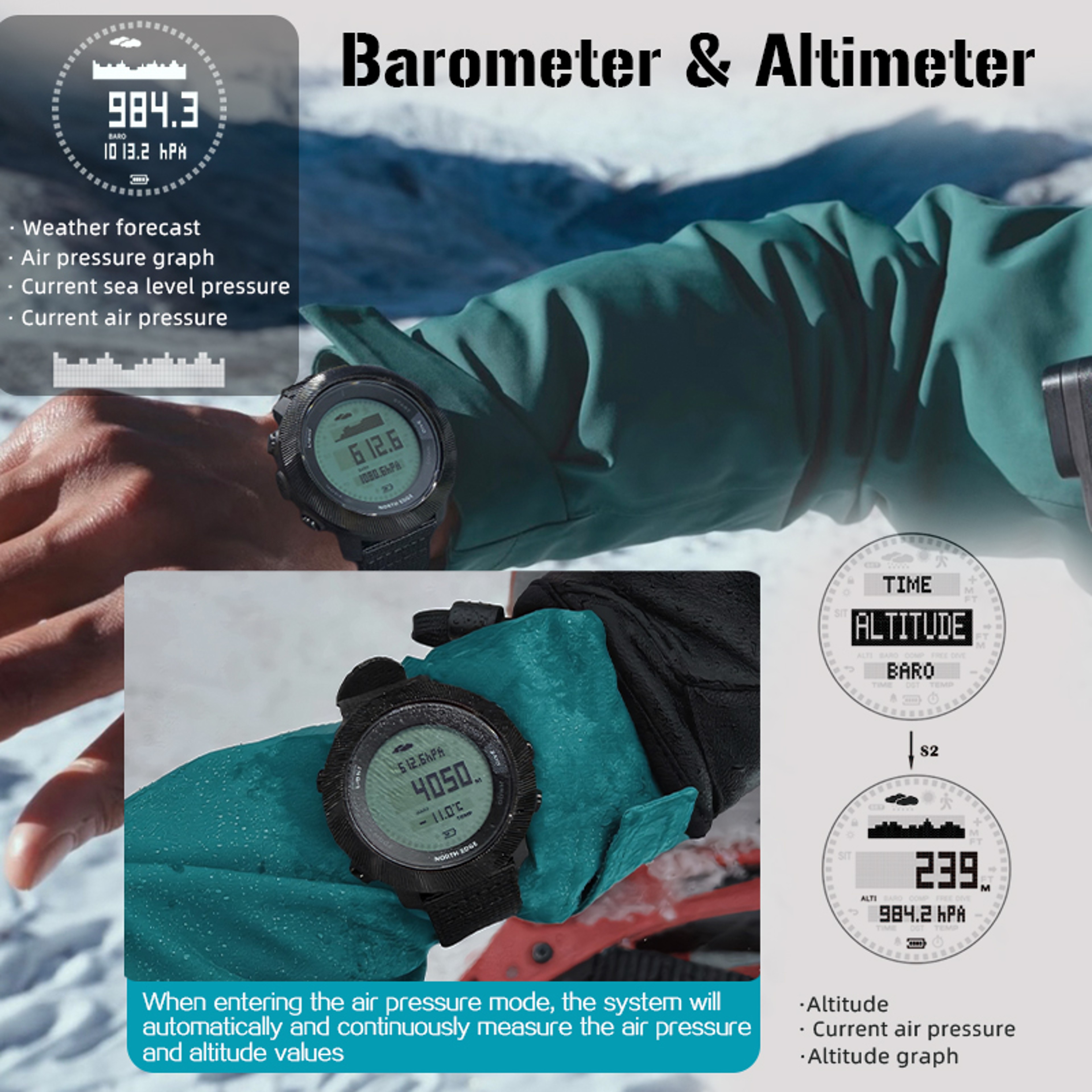 Freediving Watch With Compass Altimeter And Barometer 3