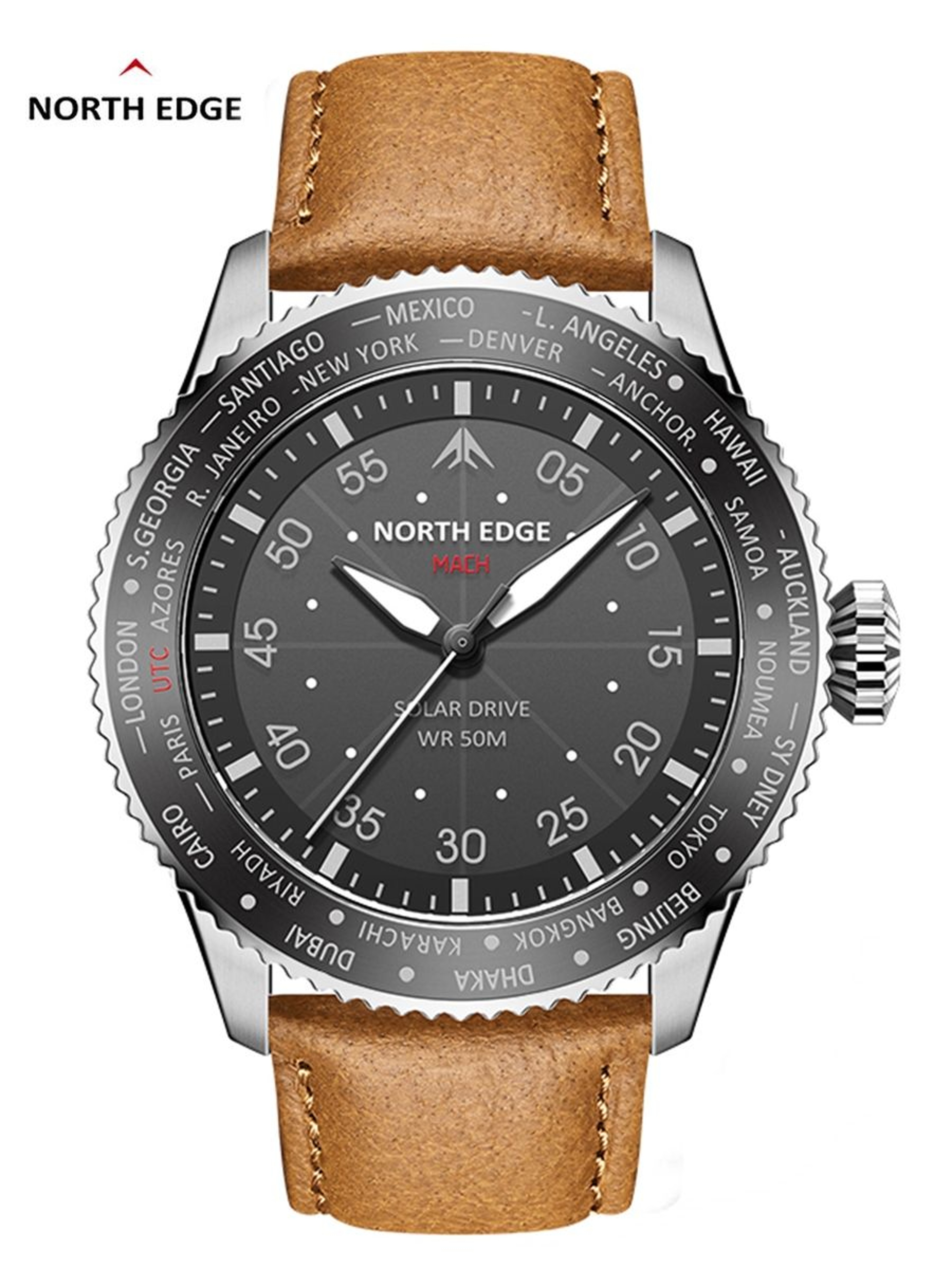 Solar Powered Watch For Men Waterproof Pilot Chronograph 7