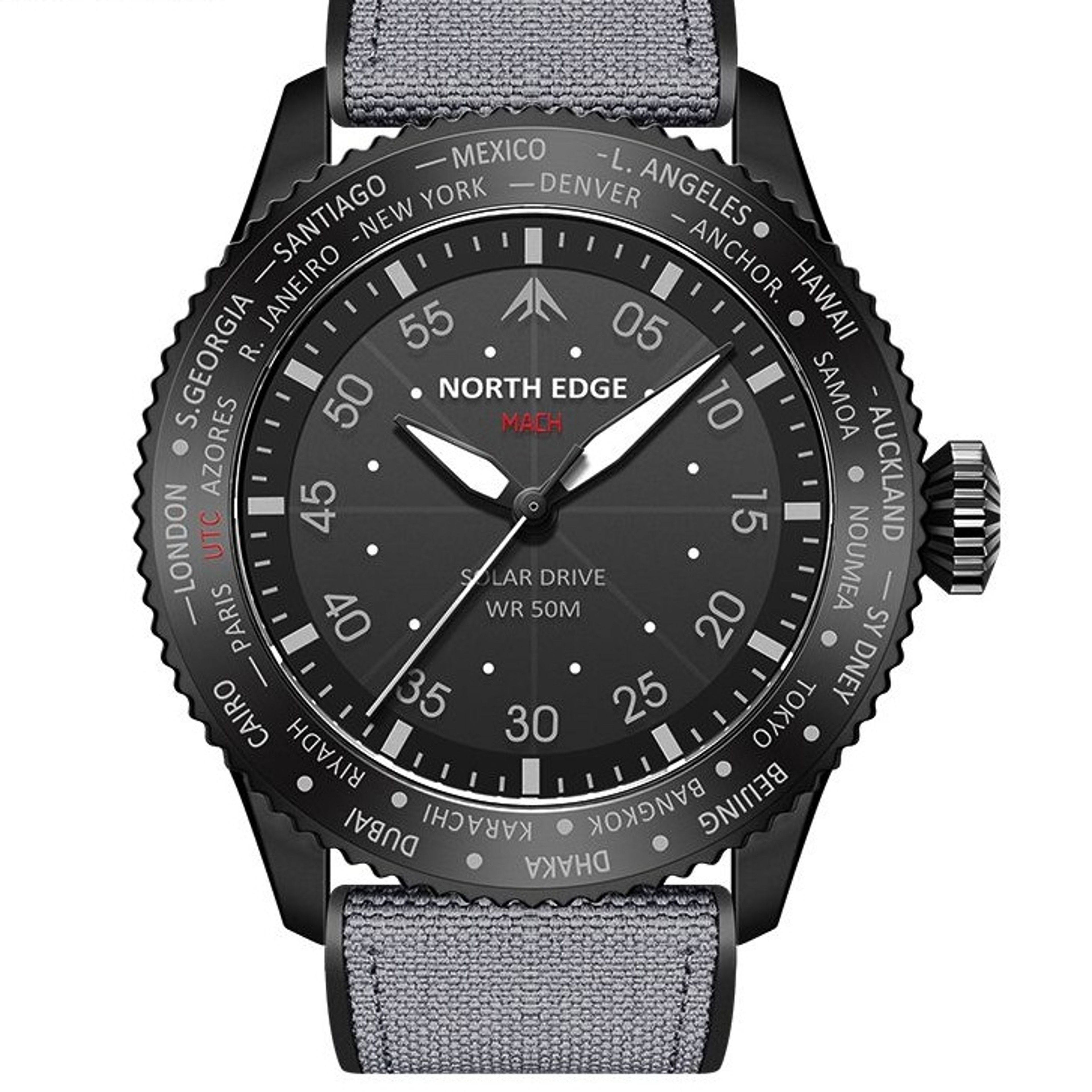 NORTH EDGE 2024 MACH Solar Power Quartz Watch Men Waterproof 50M Mens Pilot Sports Wristwatches Lujp