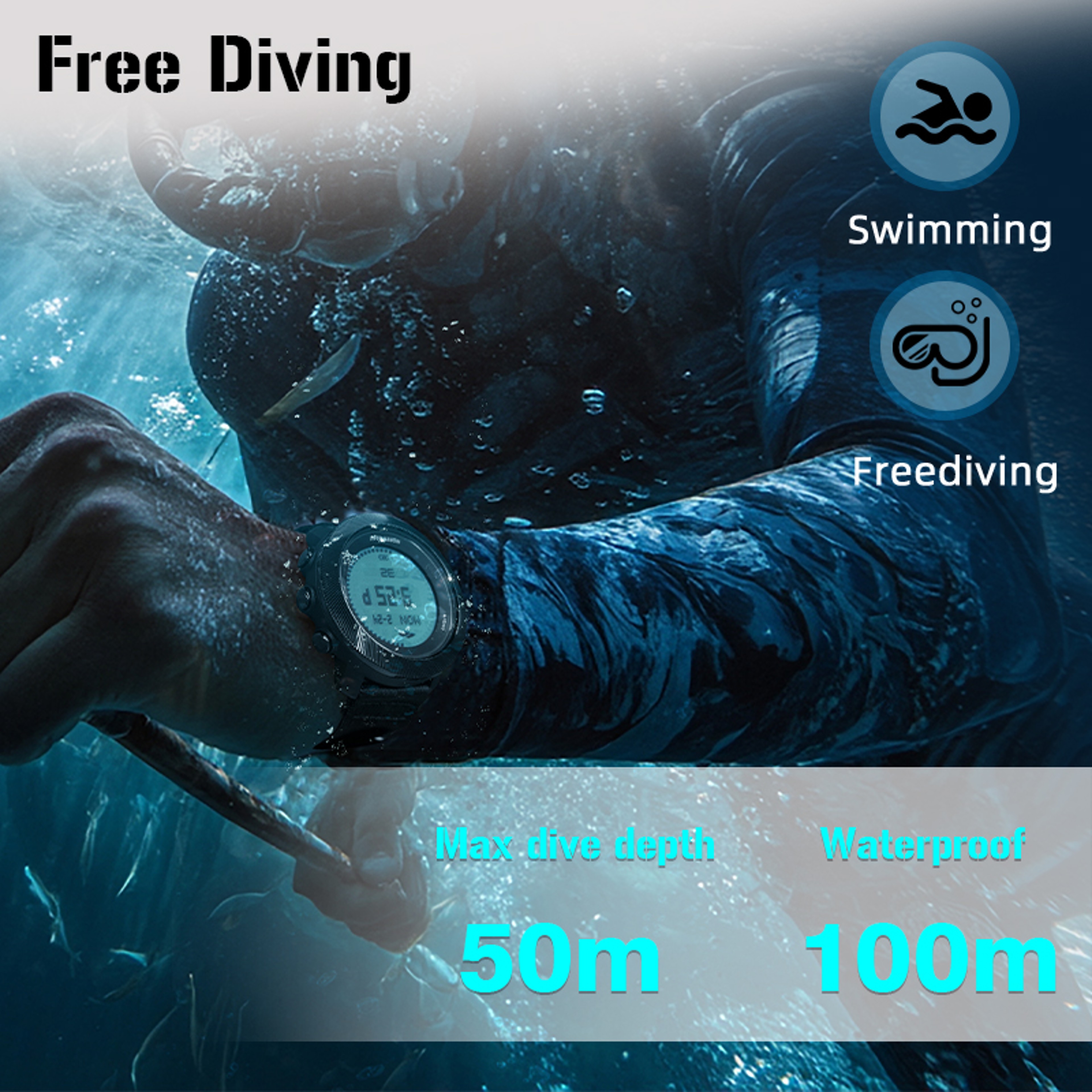 Freediving Watch Waterproof With Compass Altimeter And Barometer 6
