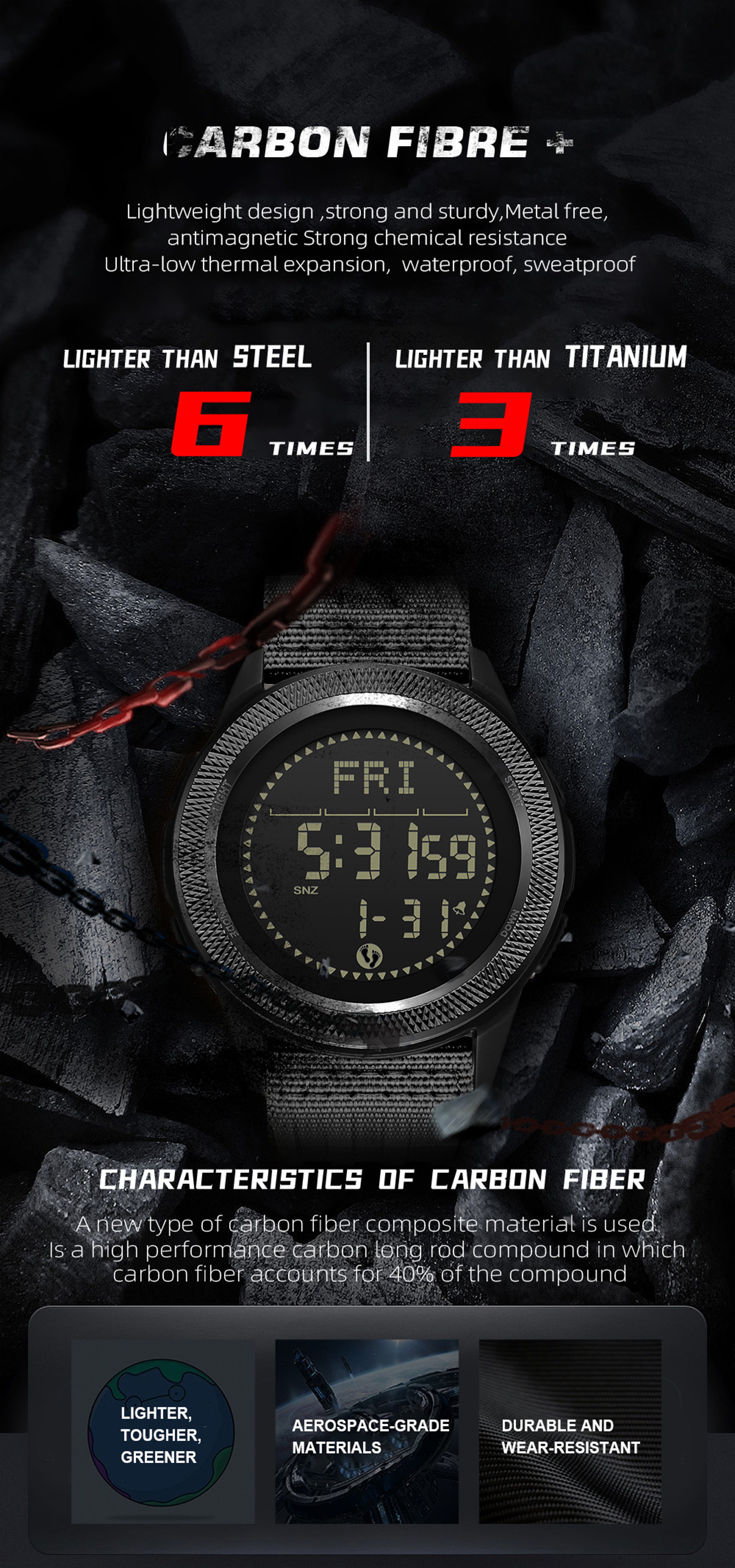 Waterproof Digital Compass Watch For Men 5