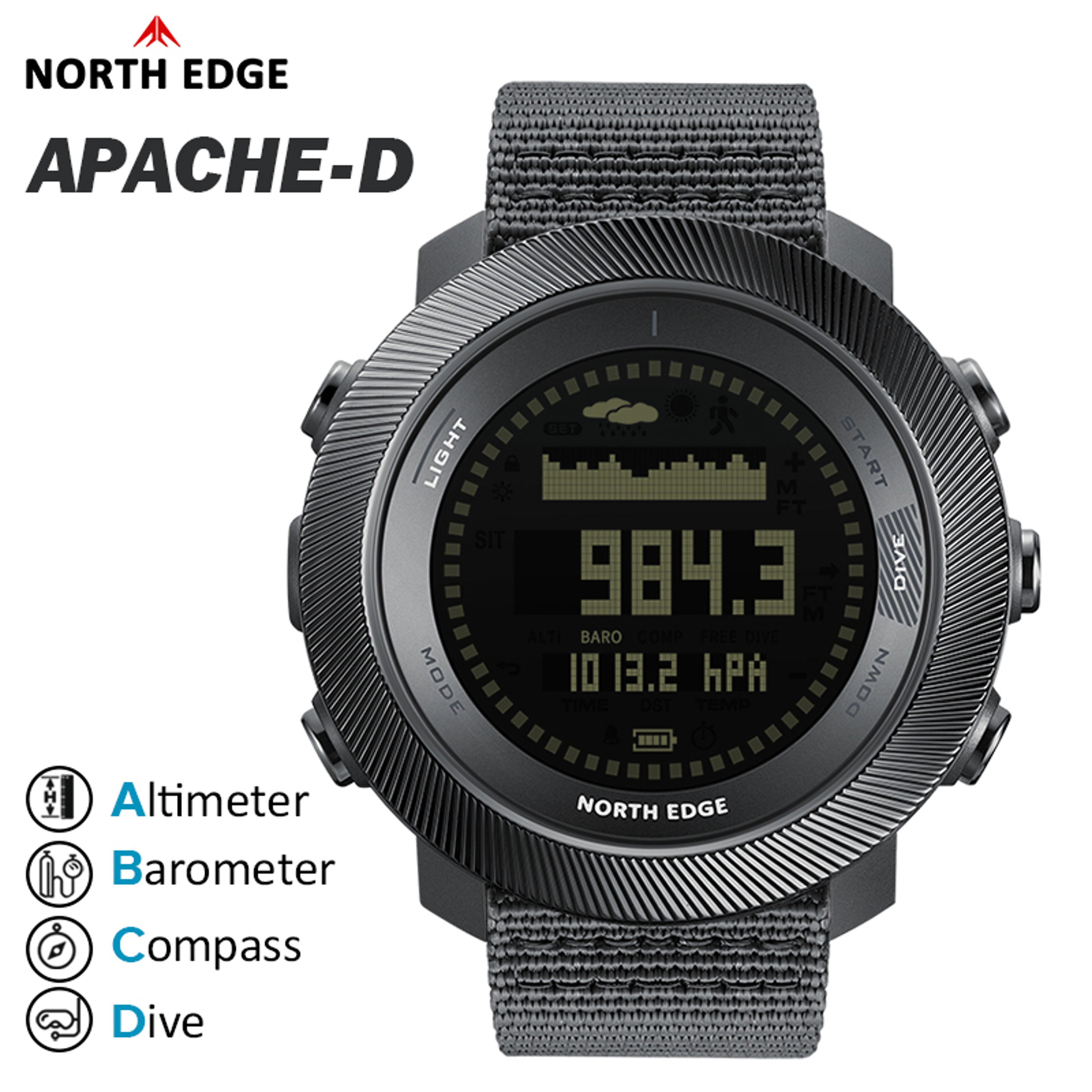 Freediving Watch With Compass Altimeter Barometer Waterproof 2