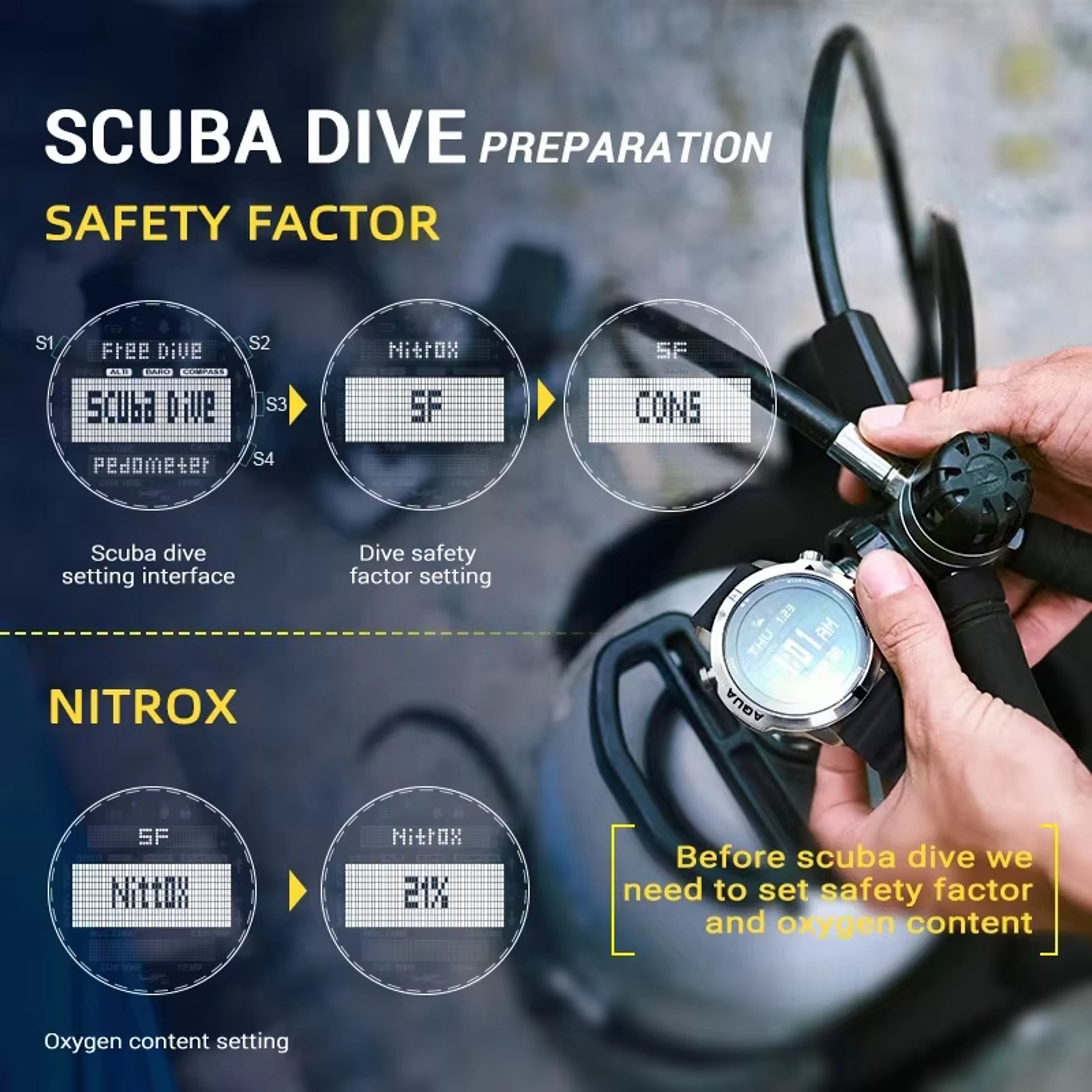 Dive Computer Watch With NDL Compass Altimeter And Barometer 3