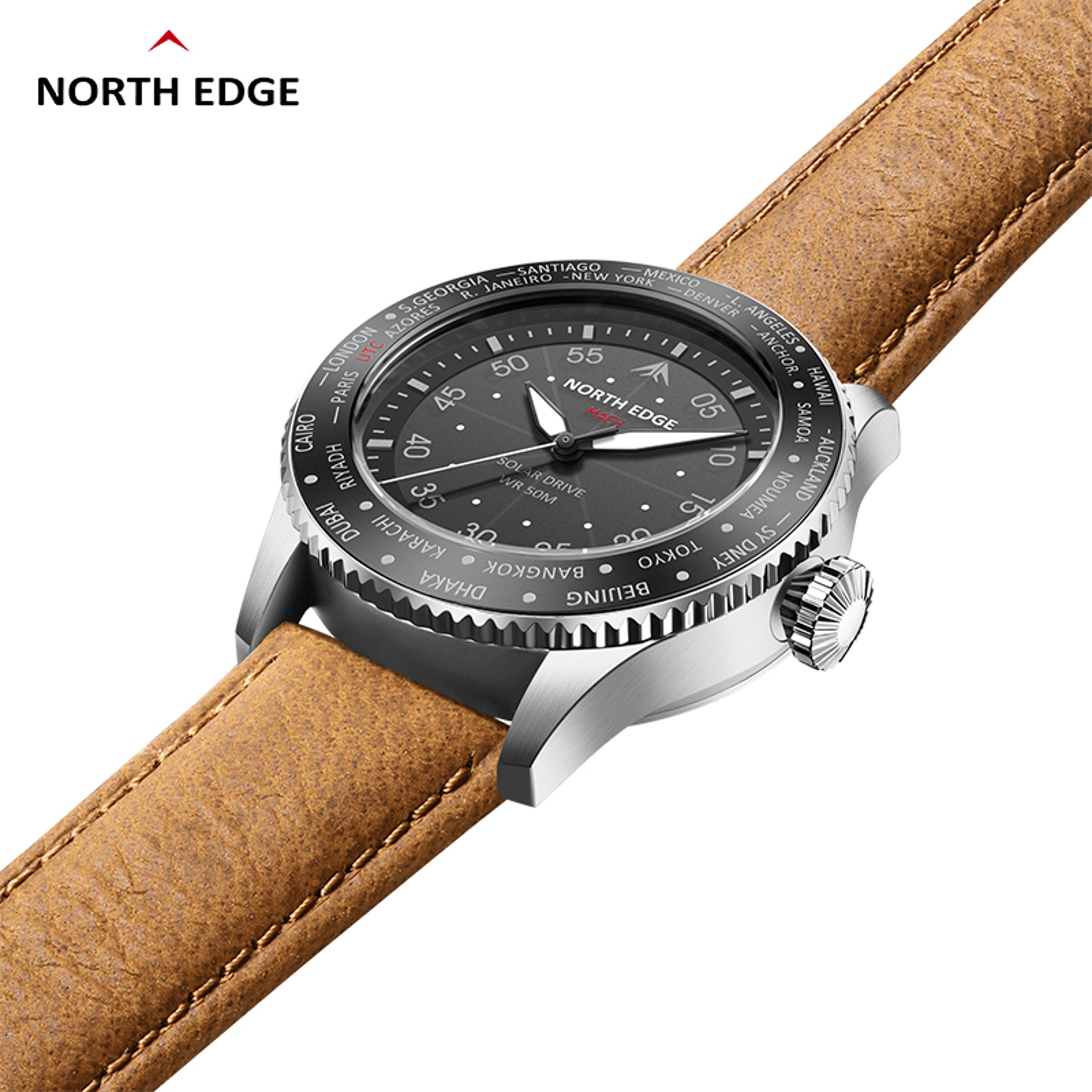 Solar Powered Watch For Men Waterproof Pilot Watch With Luminous Display 3