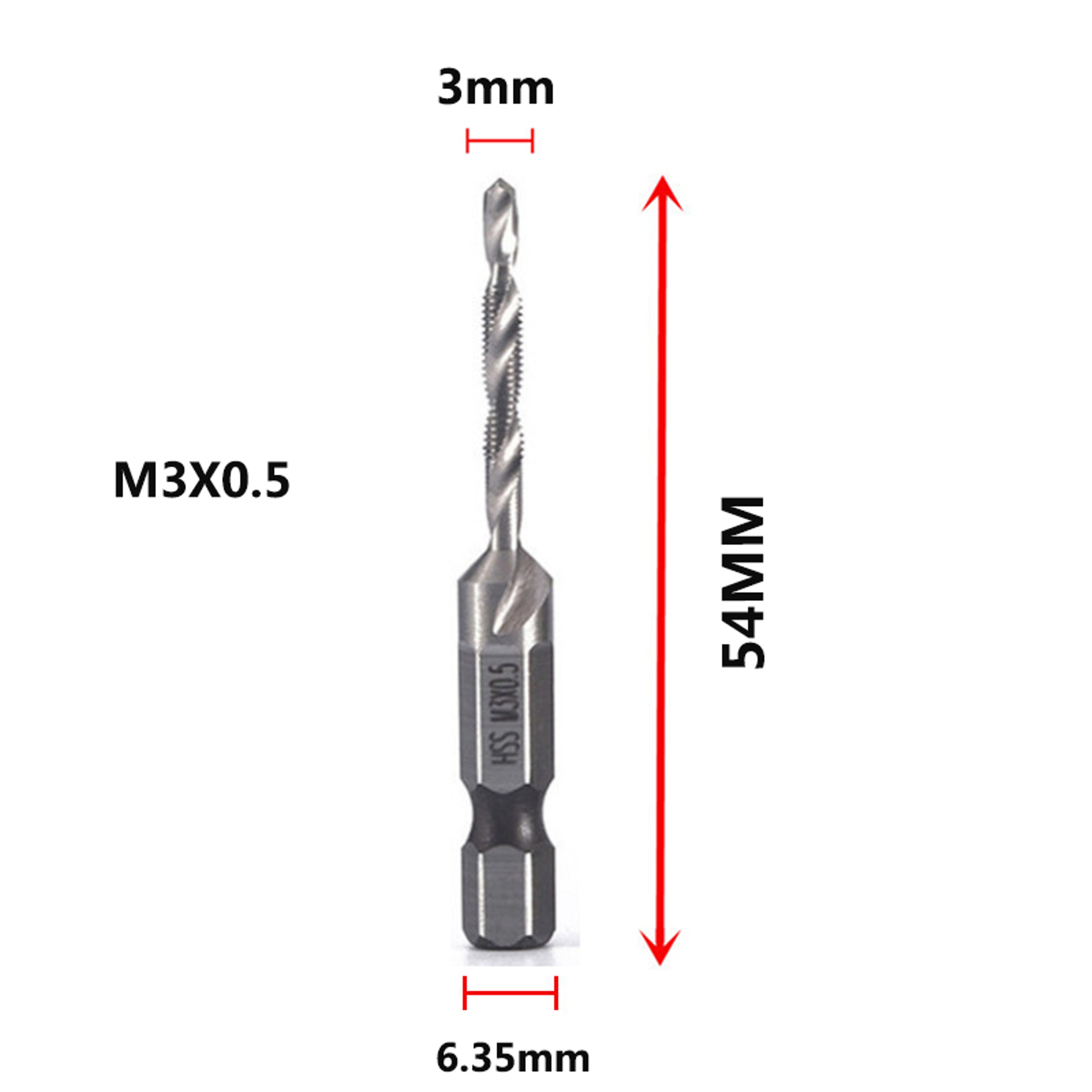 Metric Tap Drill Bit Set Titanium HSS Hex Shank Combination Taps – view 19