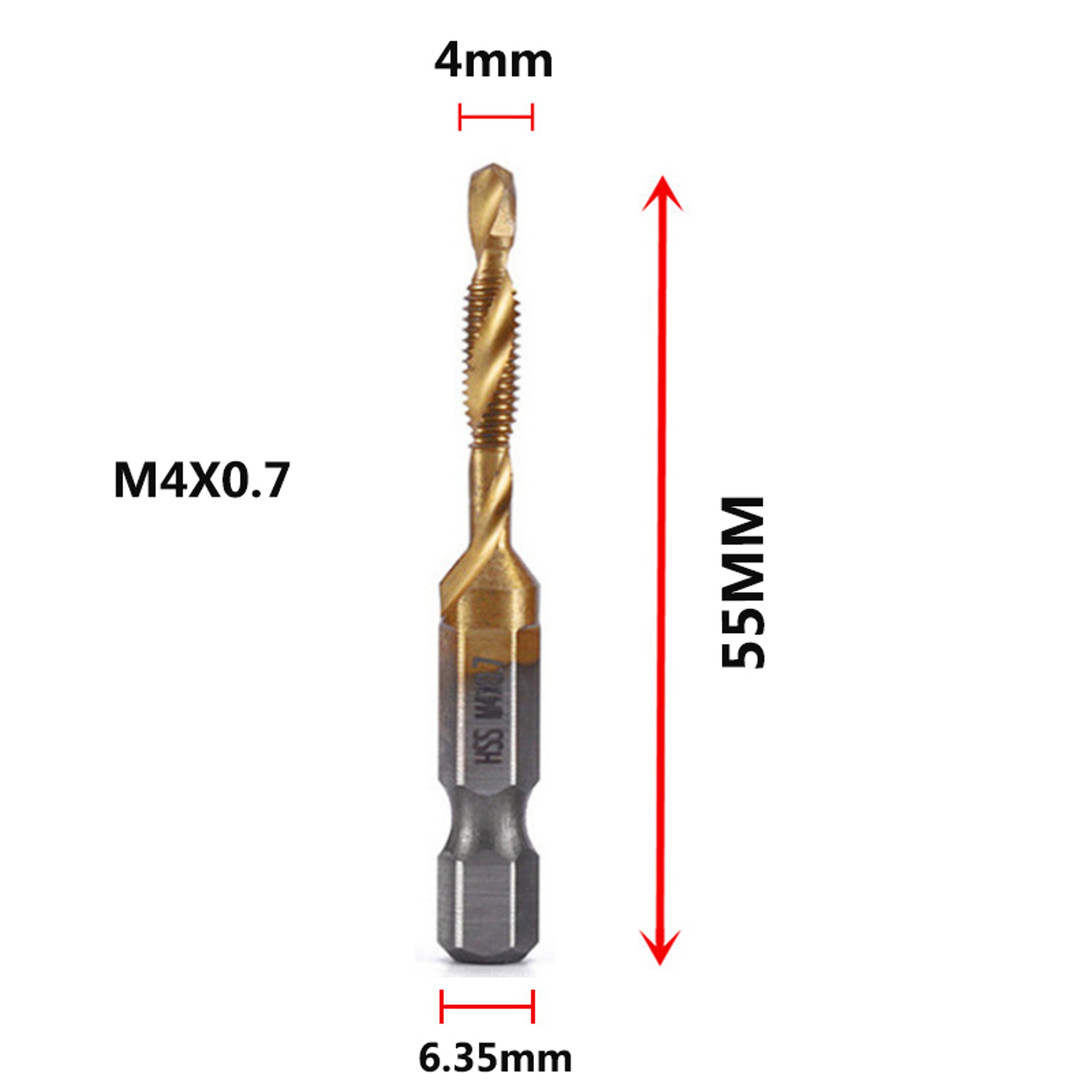 Metric Tap Drill Bit Set Titanium HSS Hex Shank Combination Taps – view 28