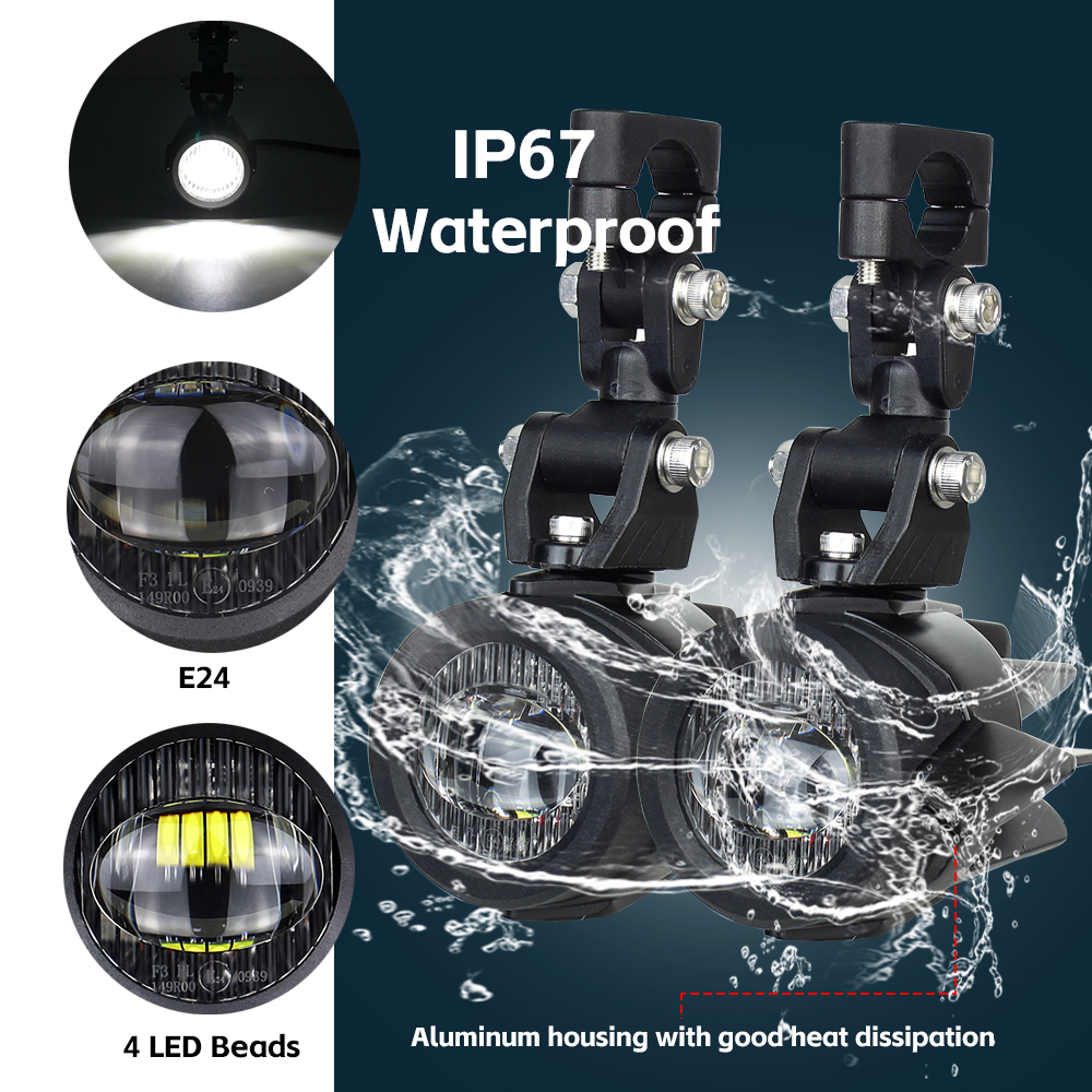 Fog Lights LED Motorcycle Auxiliary Driving Lights 6