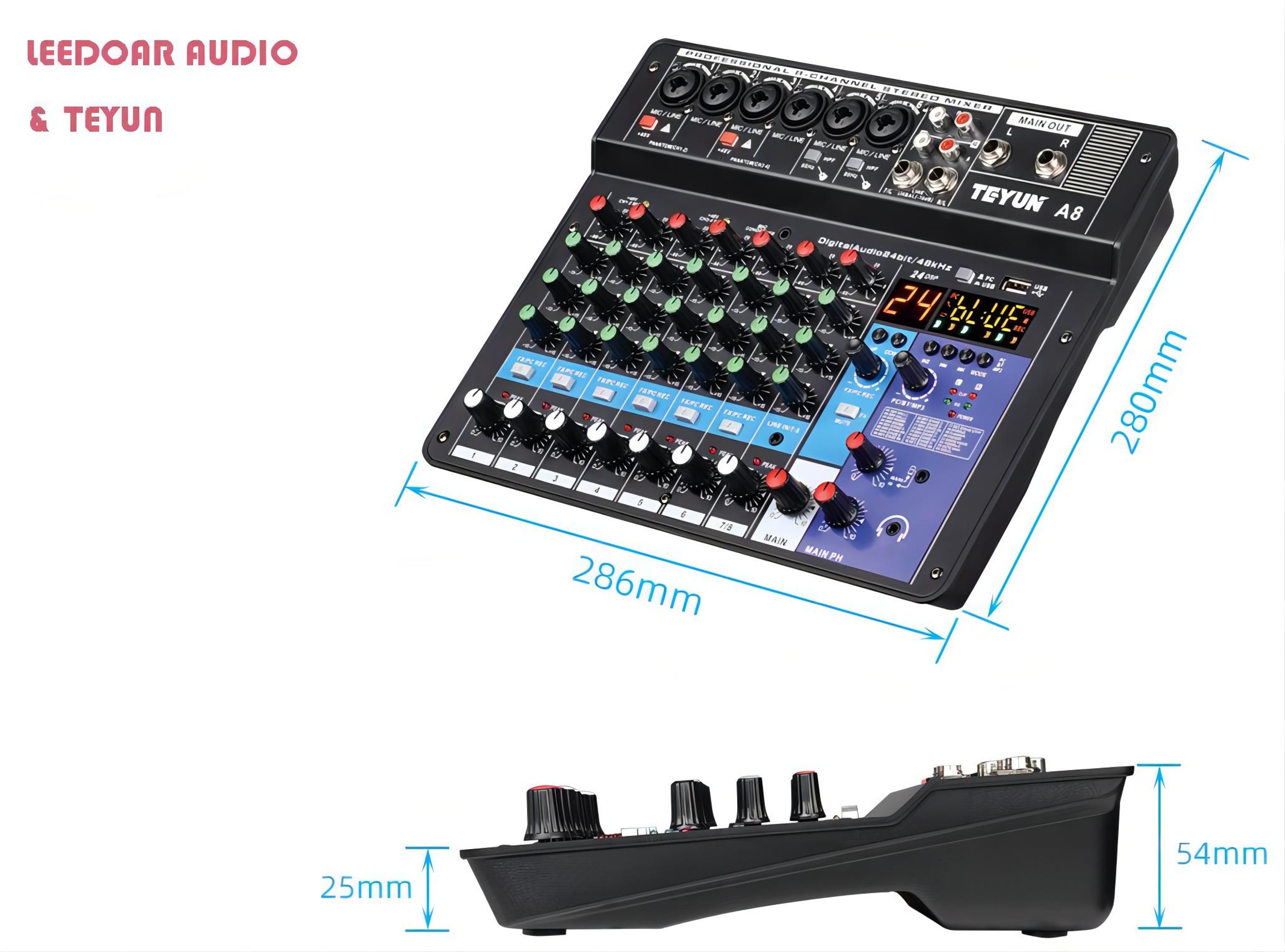 Bluetooth Audio Mixer With USB Recording DSP And Phantom Power 1