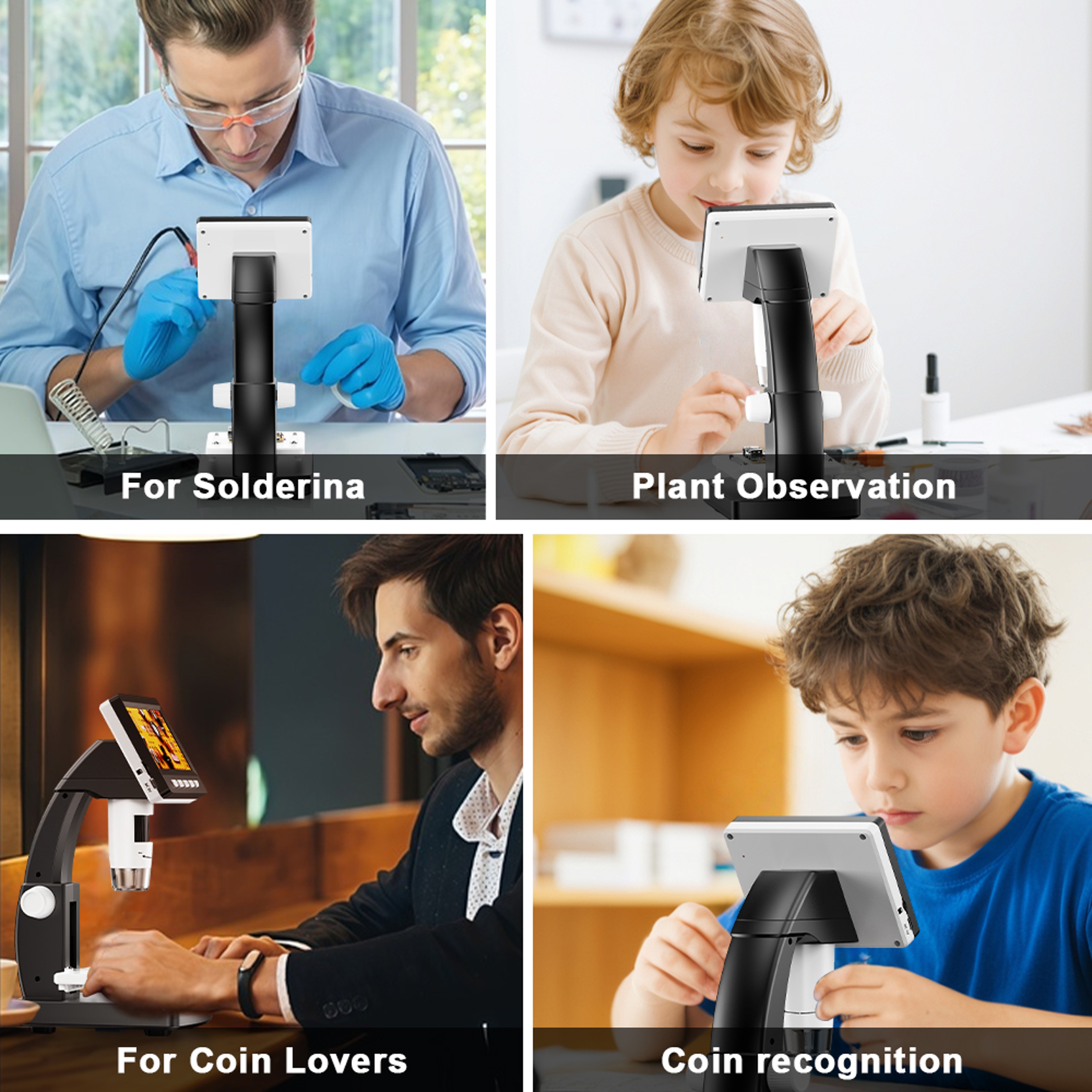 Digital Coin Microscope With LCD Display And 8 LED Lights 5