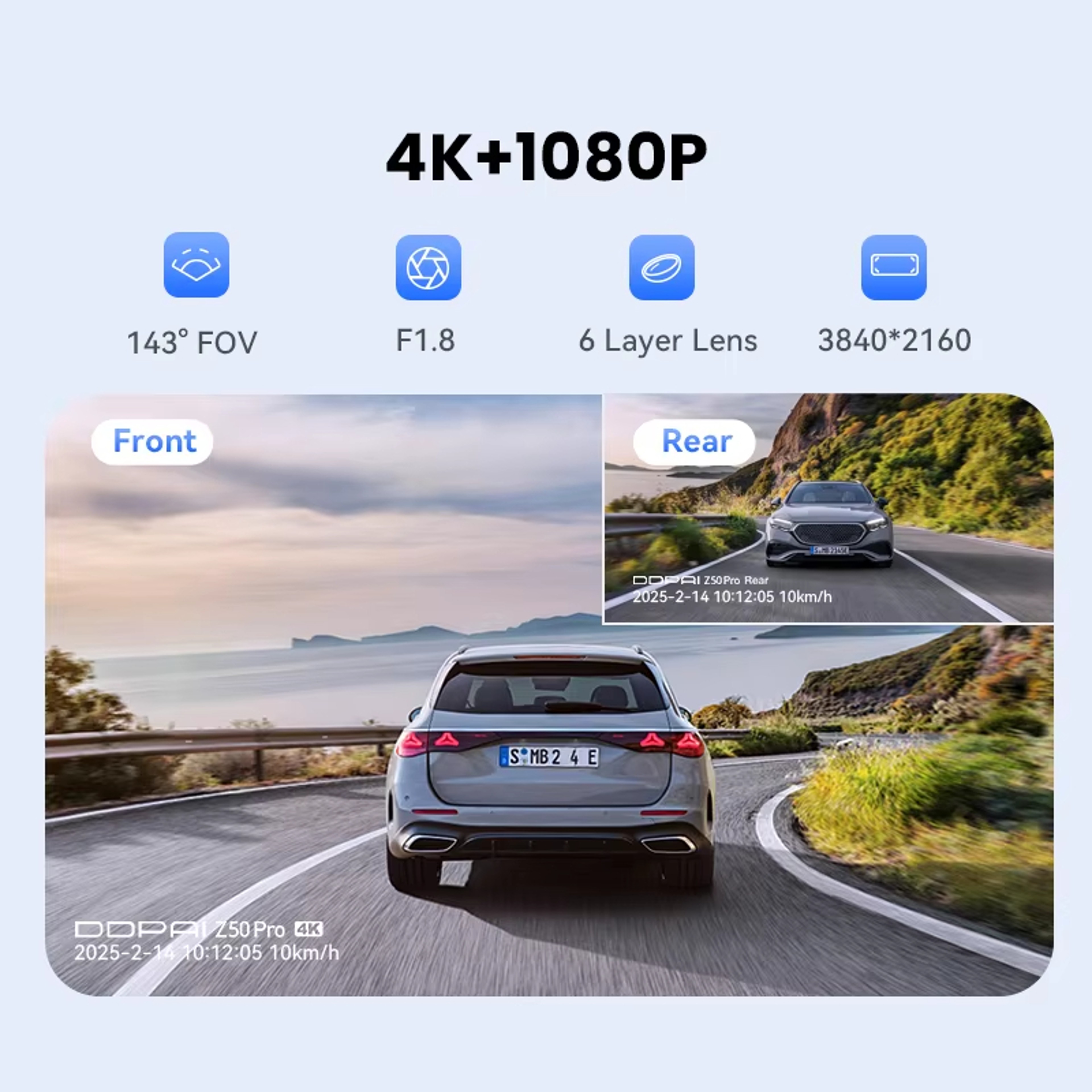 Dash Cam Front And Rear With GPS WiFi Night Vision And Parking Monitor 2